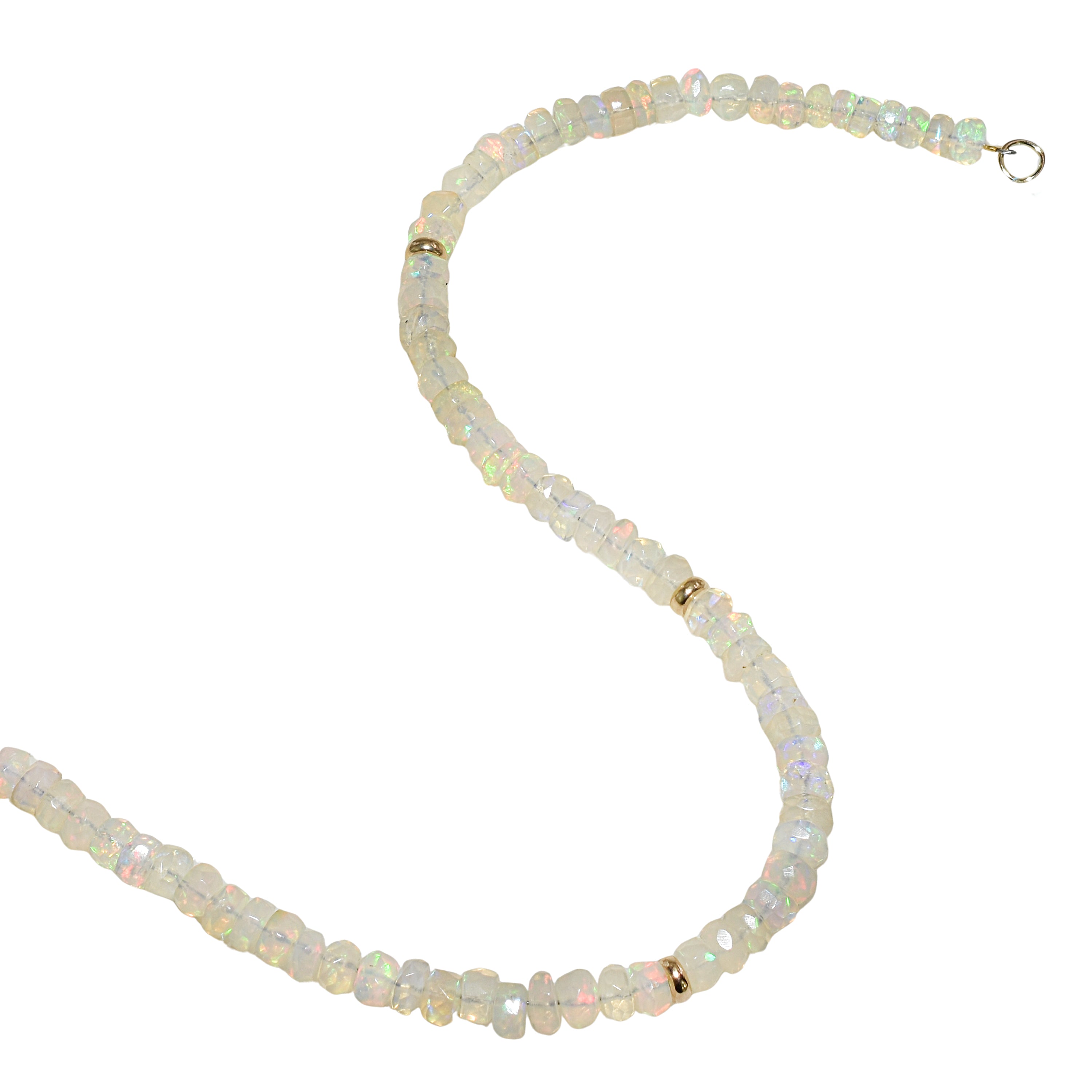 14k Gemstones 3 Gold Roundel Stations Bracelet