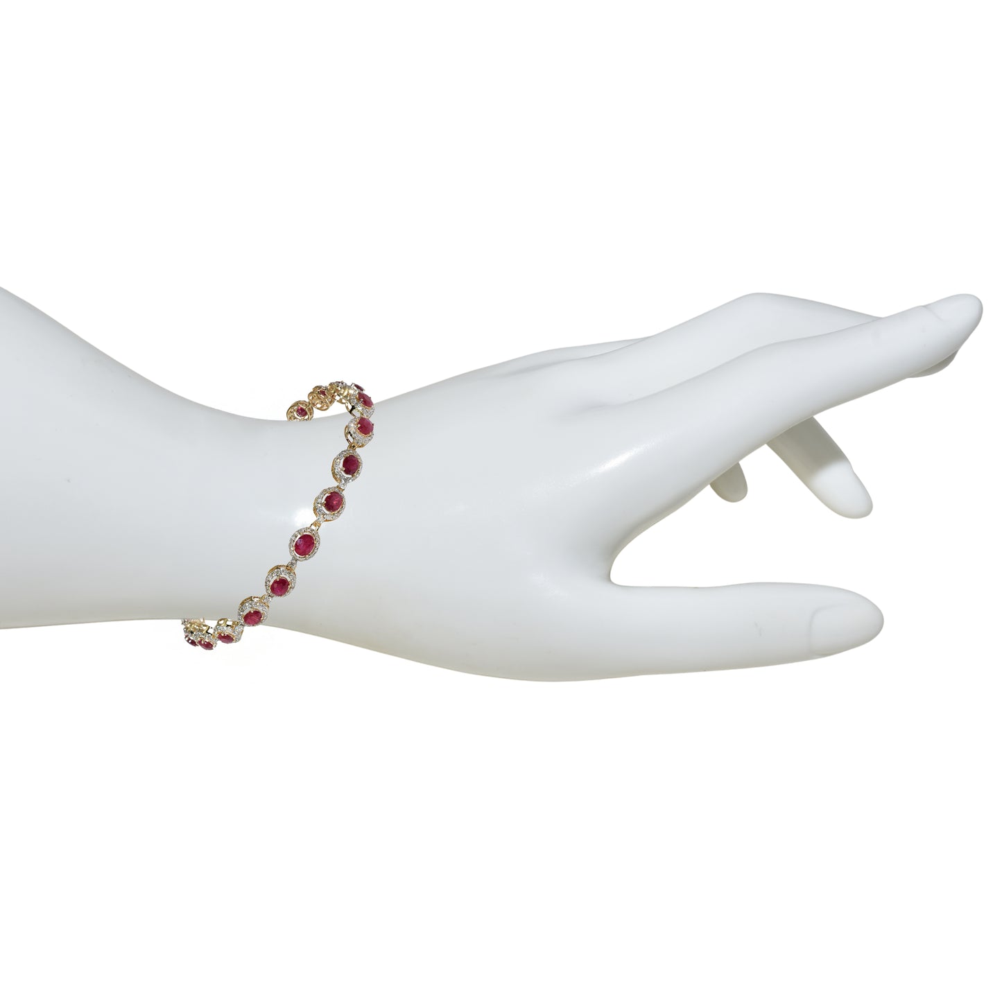 14k Ruby Diamond Round Cut Tennis Bracelet