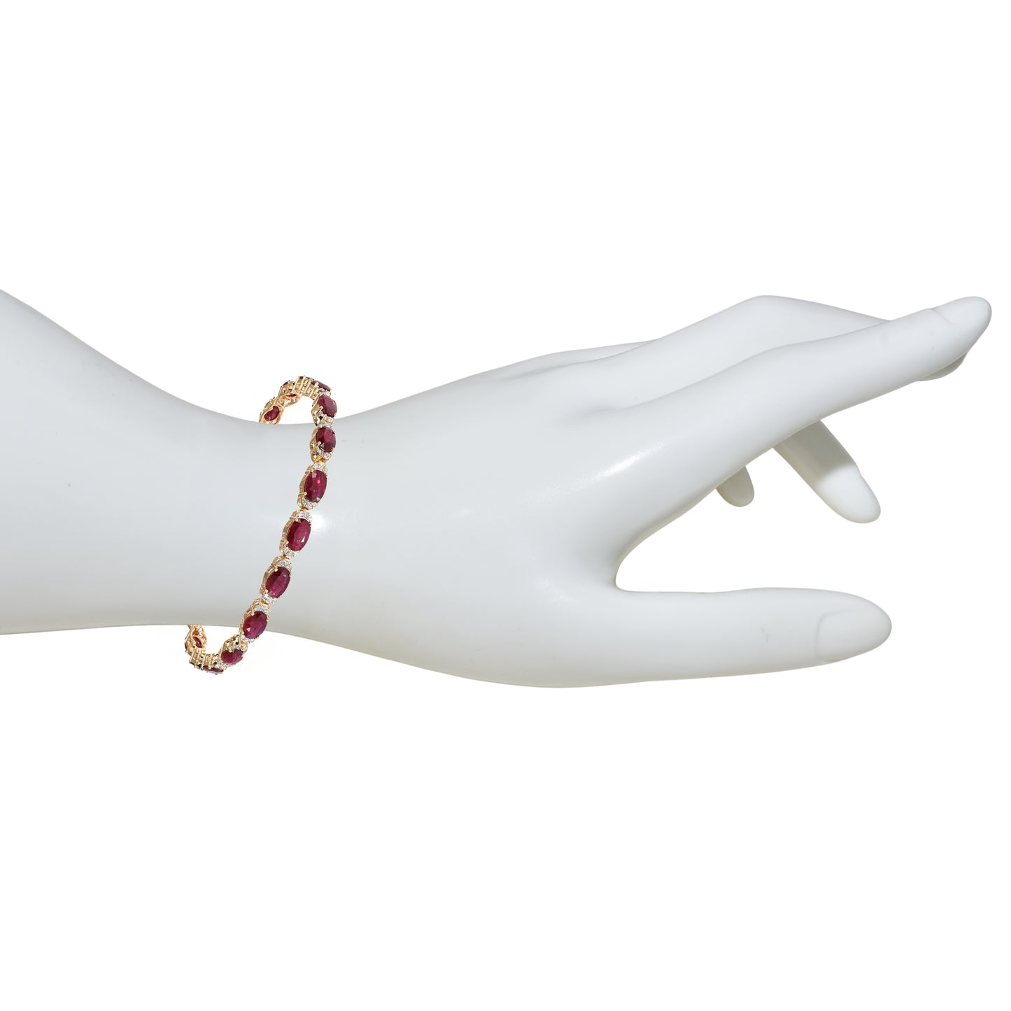 14k Ruby Diamond Oval Cut Tennis Bracelet