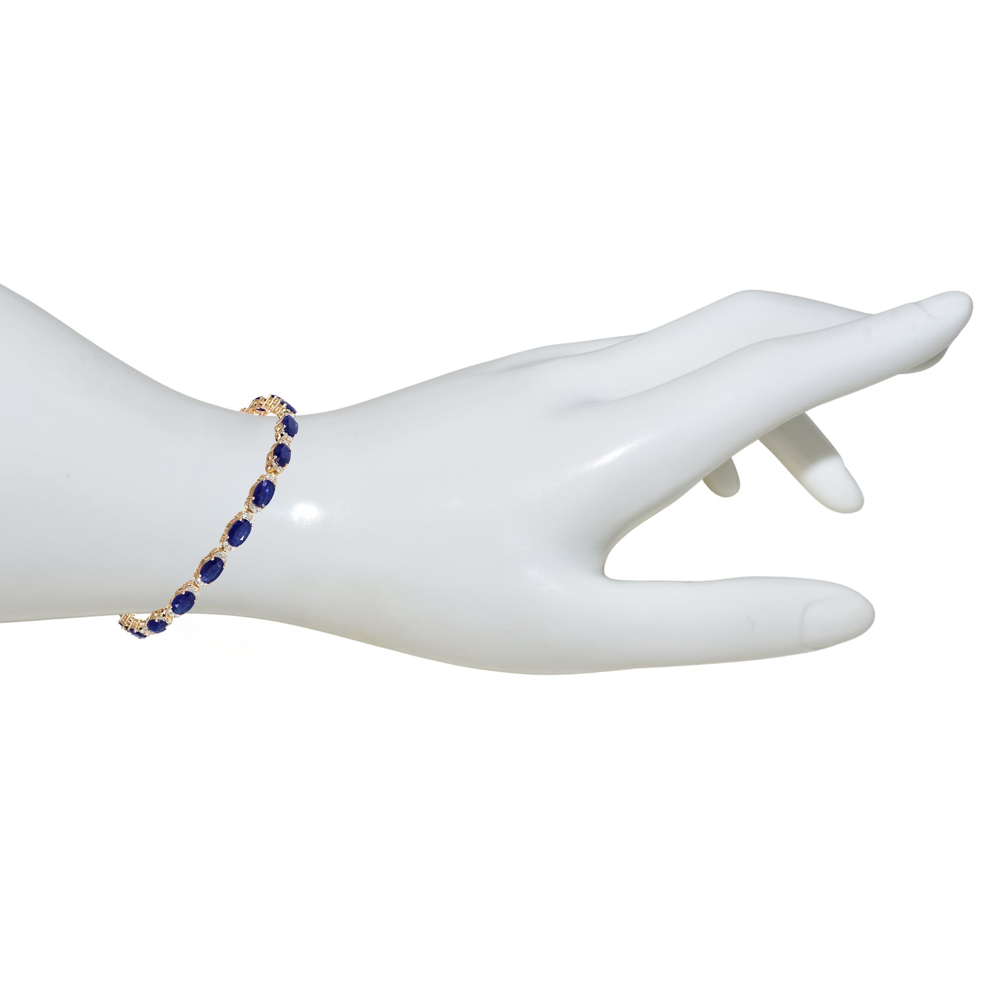14k Sapphire Diamond Oval Cut Tennis Bracelet