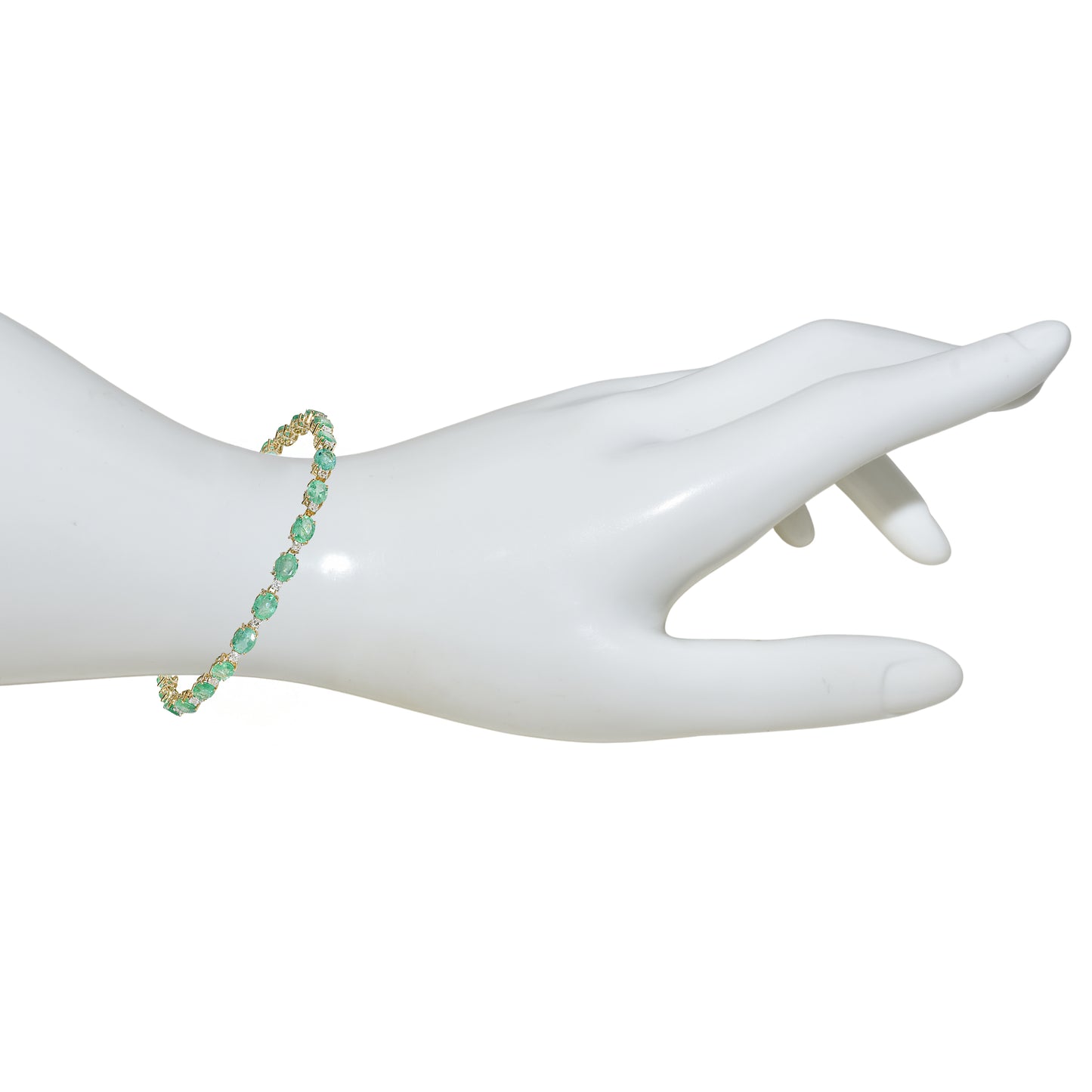14k Emerald Diamond Oval Cut Tennis Bracelet