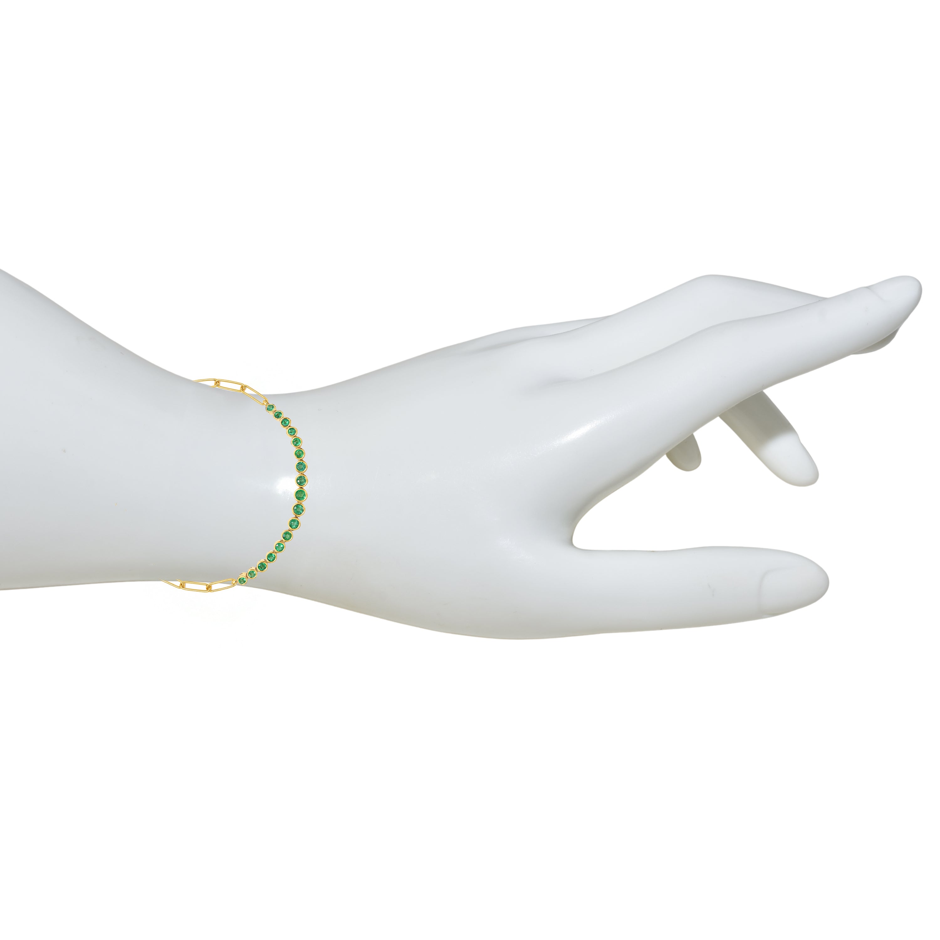 14k Emerald Round Cut Bezel Bracelet