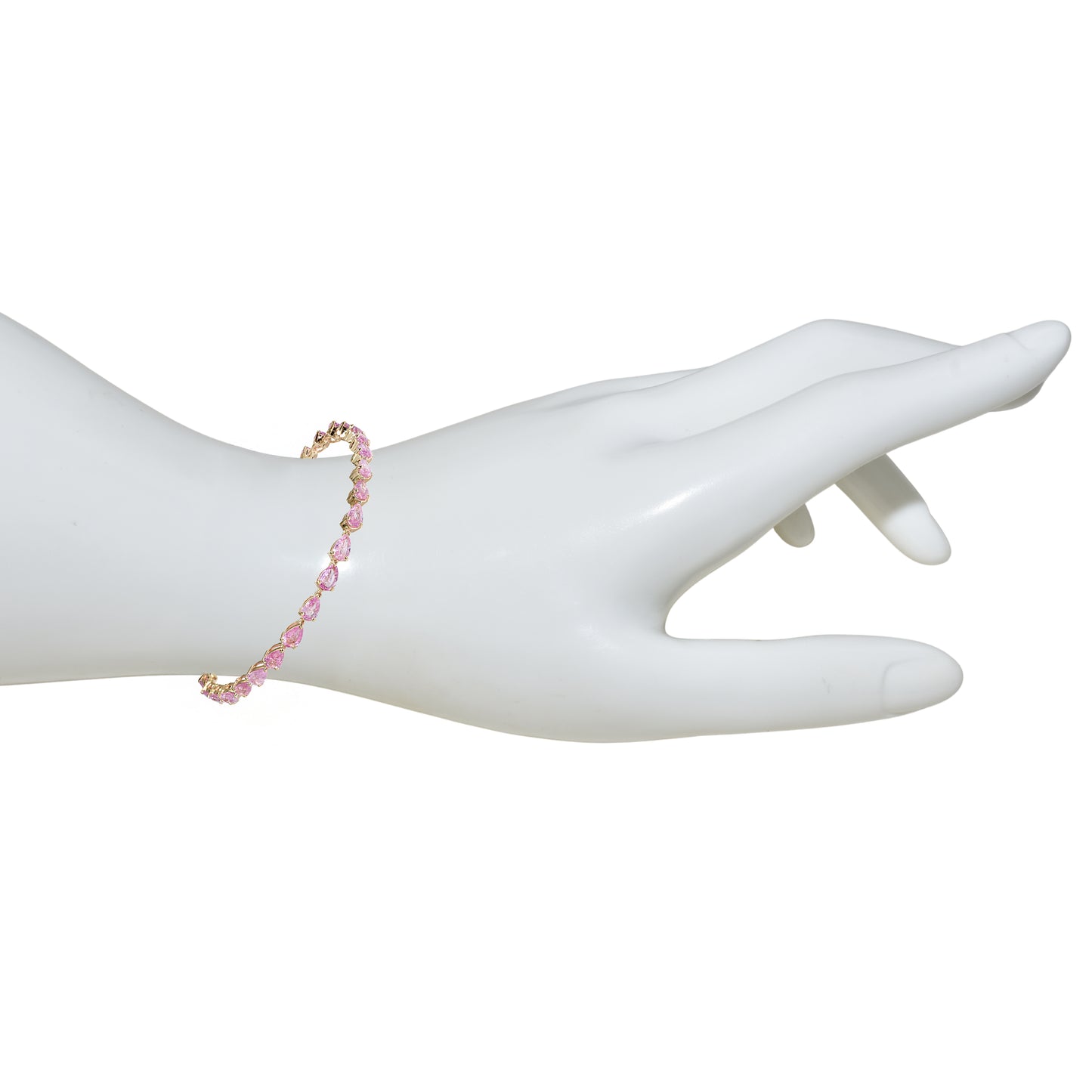 14k Pink Sapphire Pear Cut Tennis Bracelet