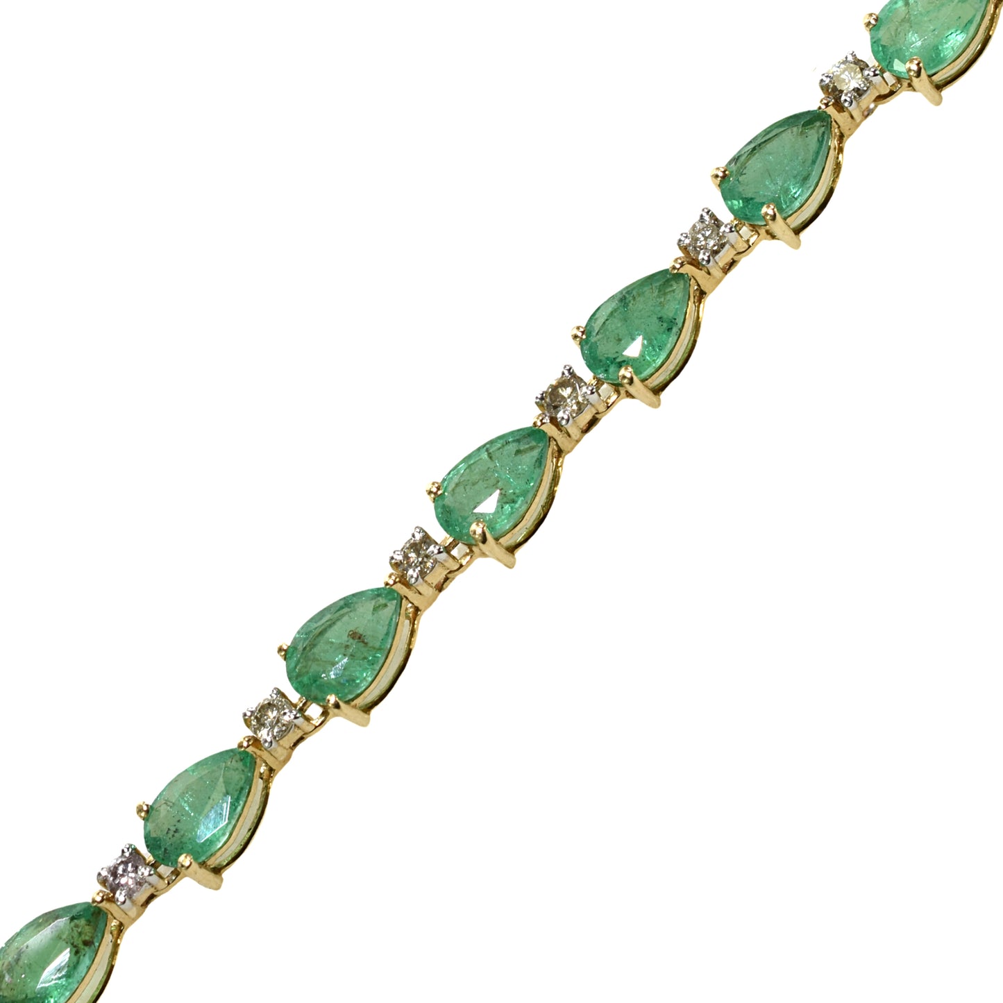 14k Emerald Diamond Tennis Bracelet