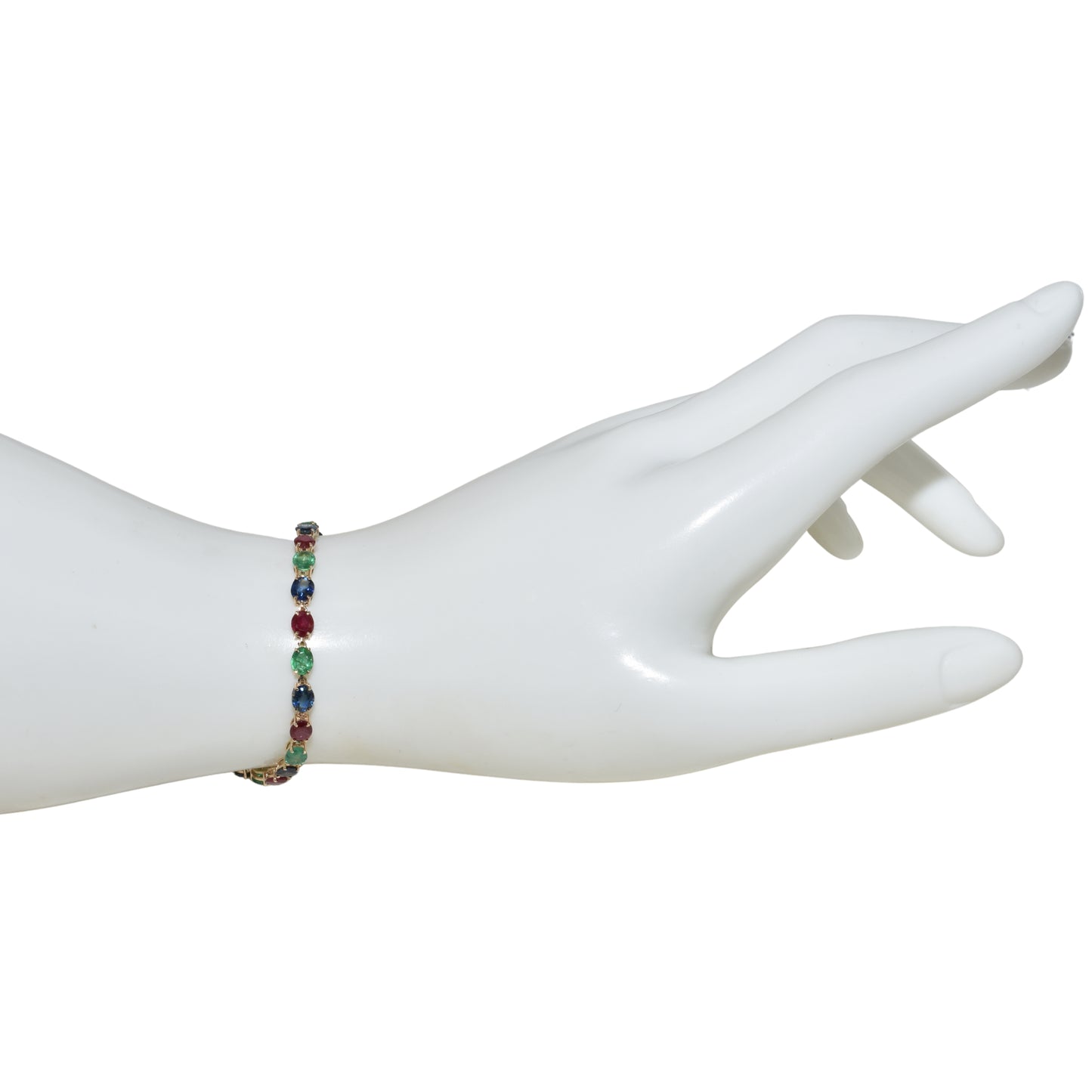 14k Emerald Ruby Sapphire Diamond Tennis Bracelet