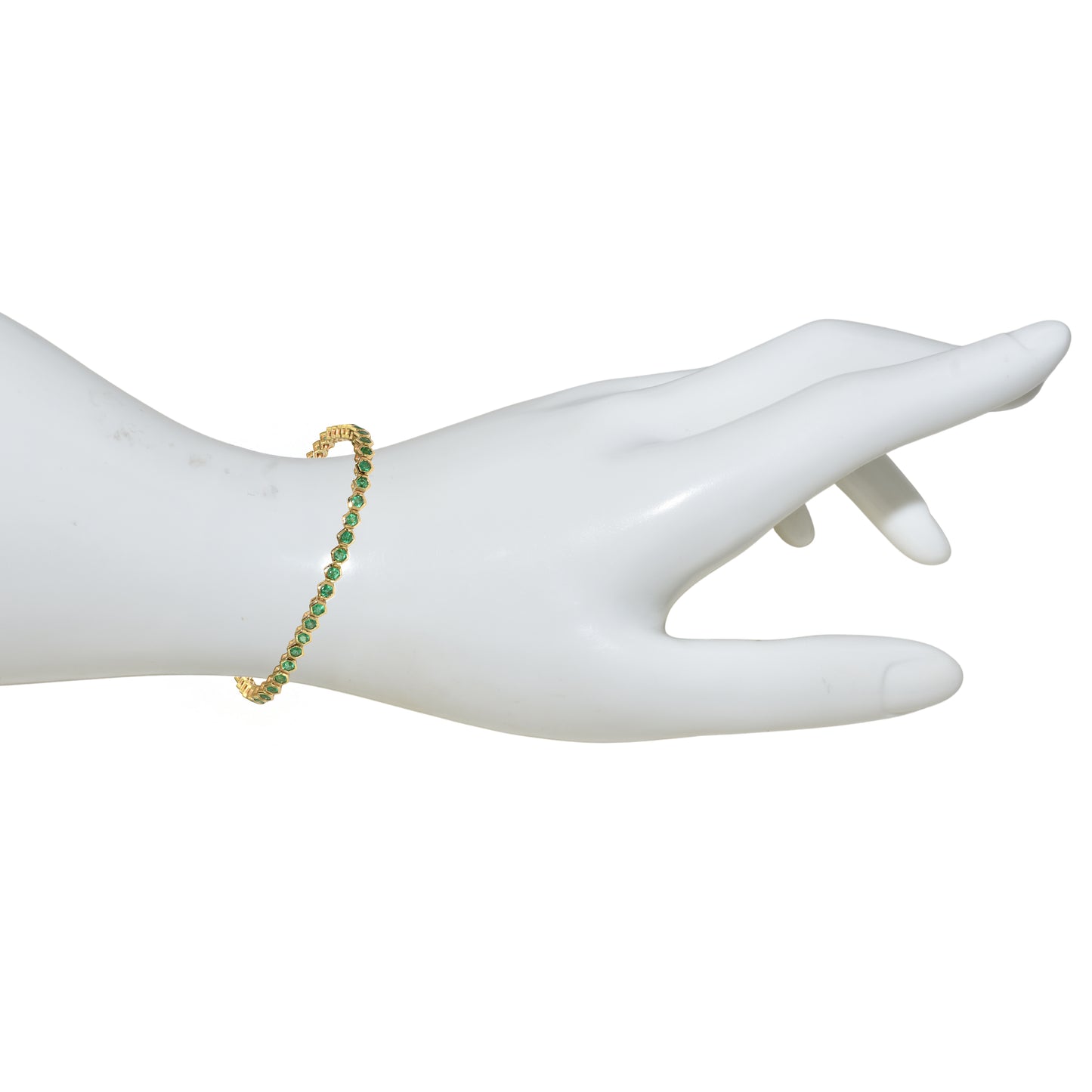 14k Emerald Hexagon Tennis Bracelet