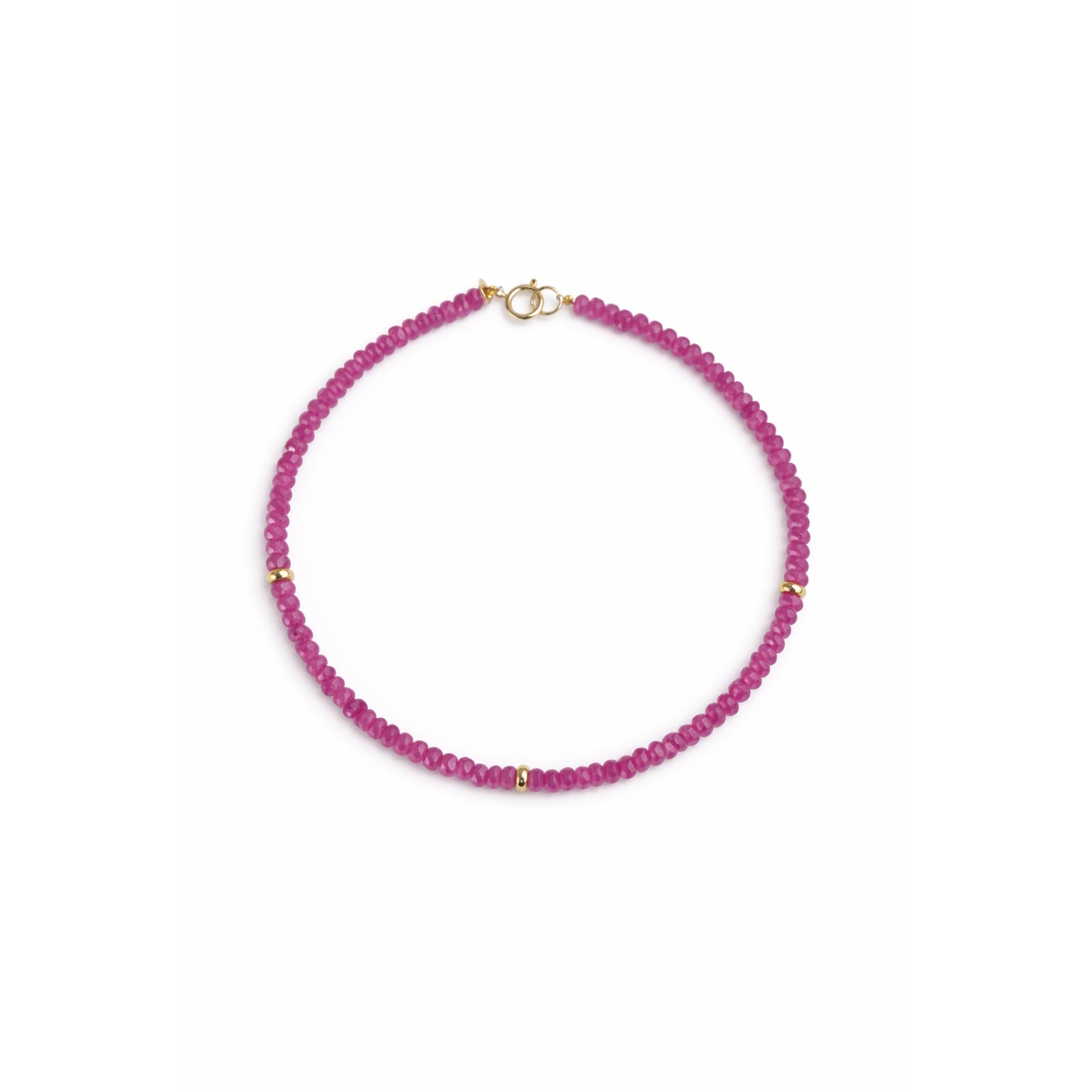 14k Gemstones 3 Gold Roundel Stations Bracelet
