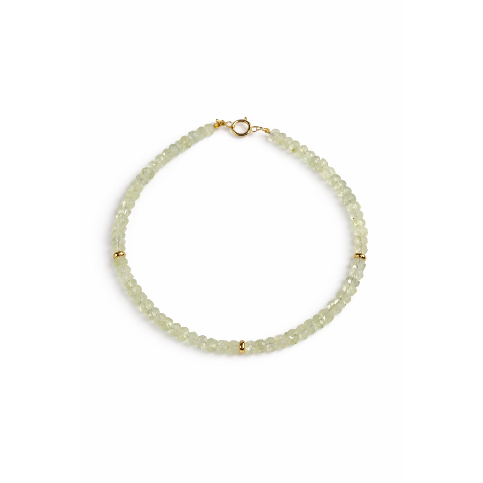 14k Gemstones 3 Gold Roundel Stations Bracelet