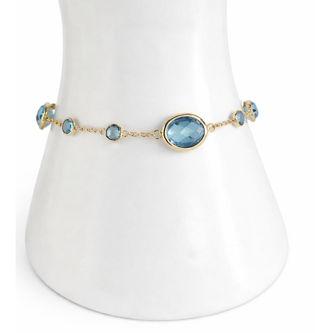 14k Swiss Blue Topaz Bezel Bracelet