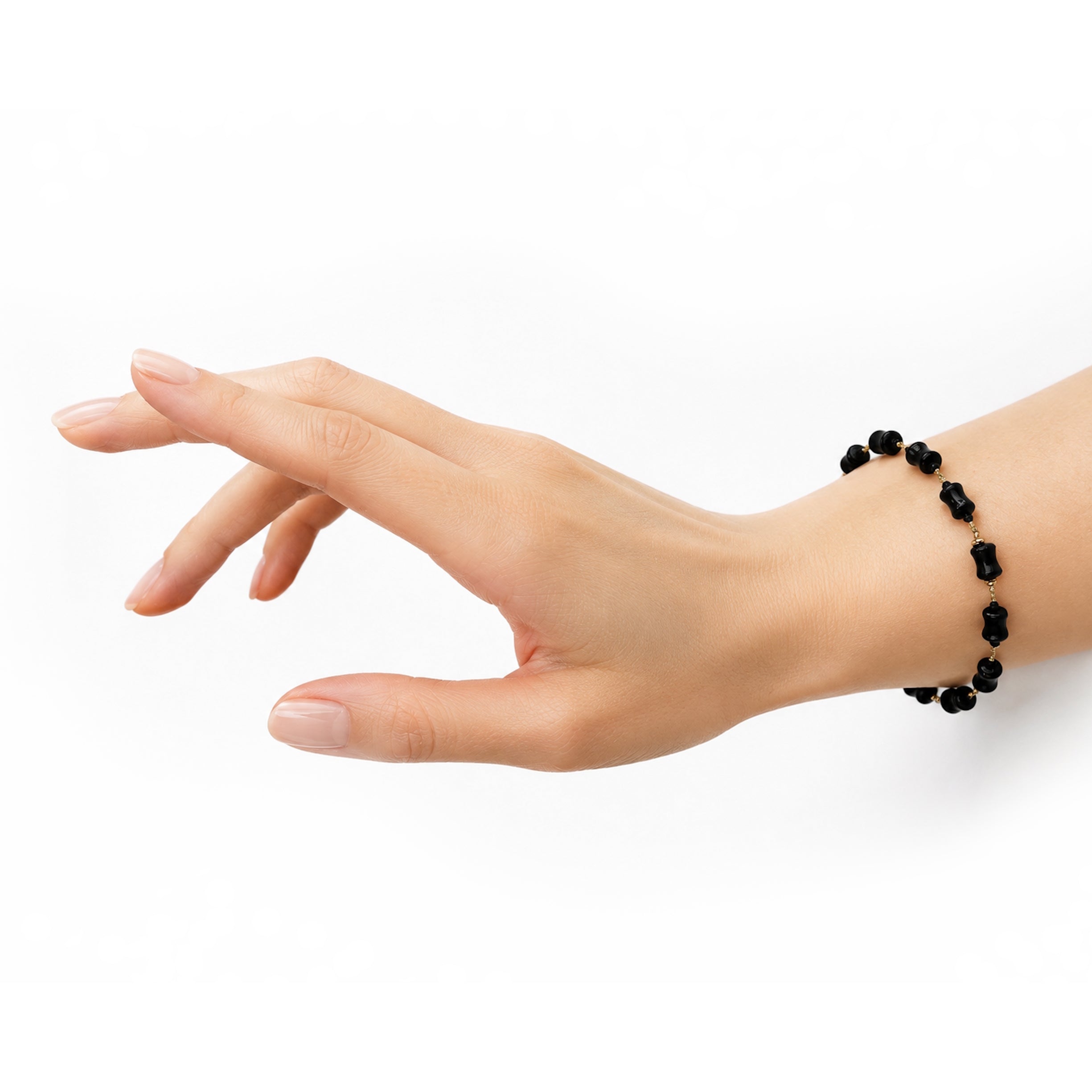 14k Black Onyx Dog Bone Link Bracelet