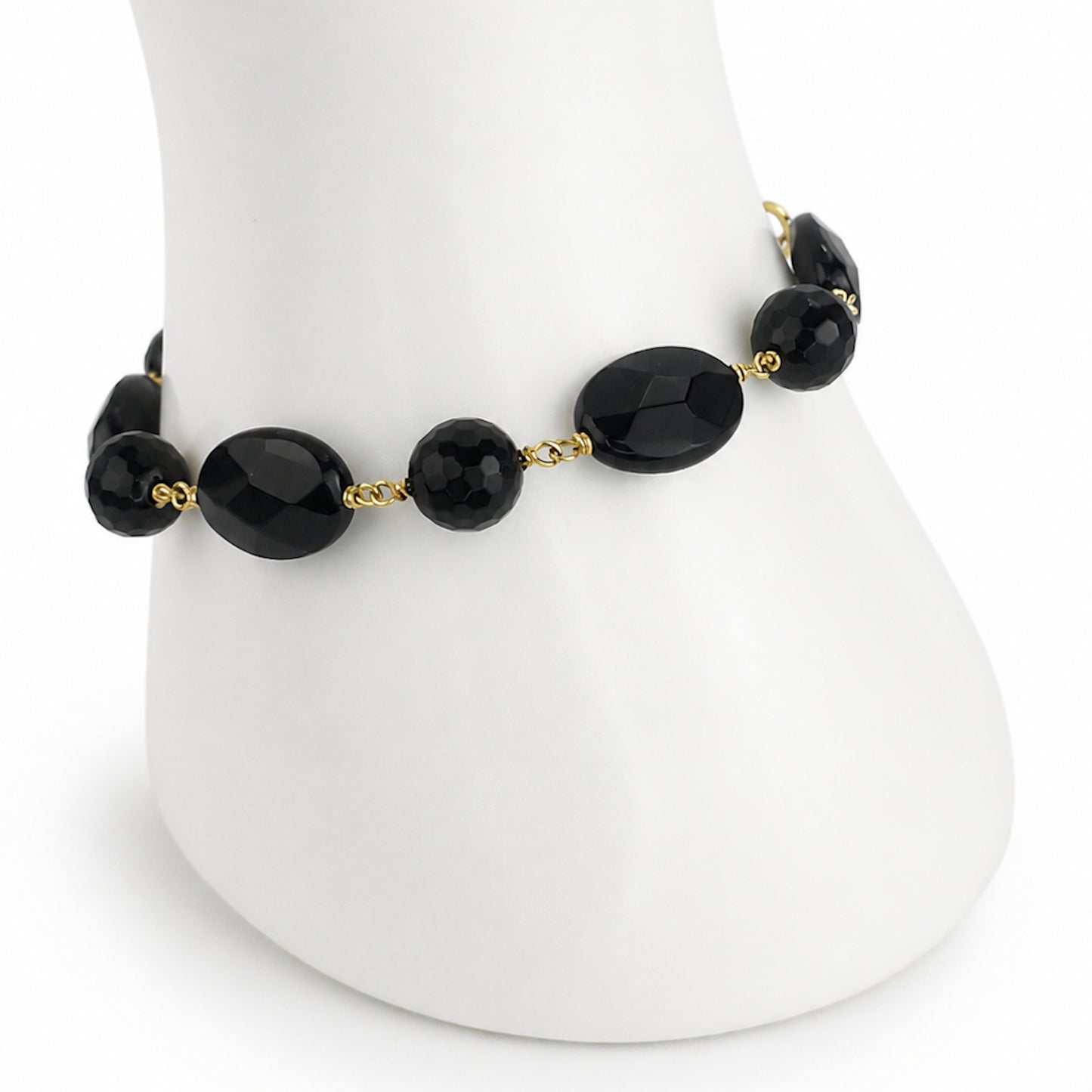 14k Black Onyx Link Bracelet