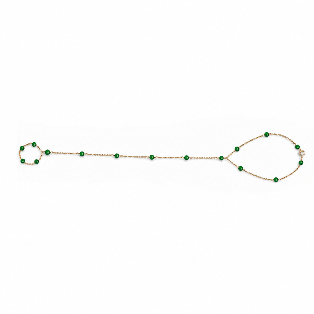 14k Hand Chain Gemstone Ring Bracelet