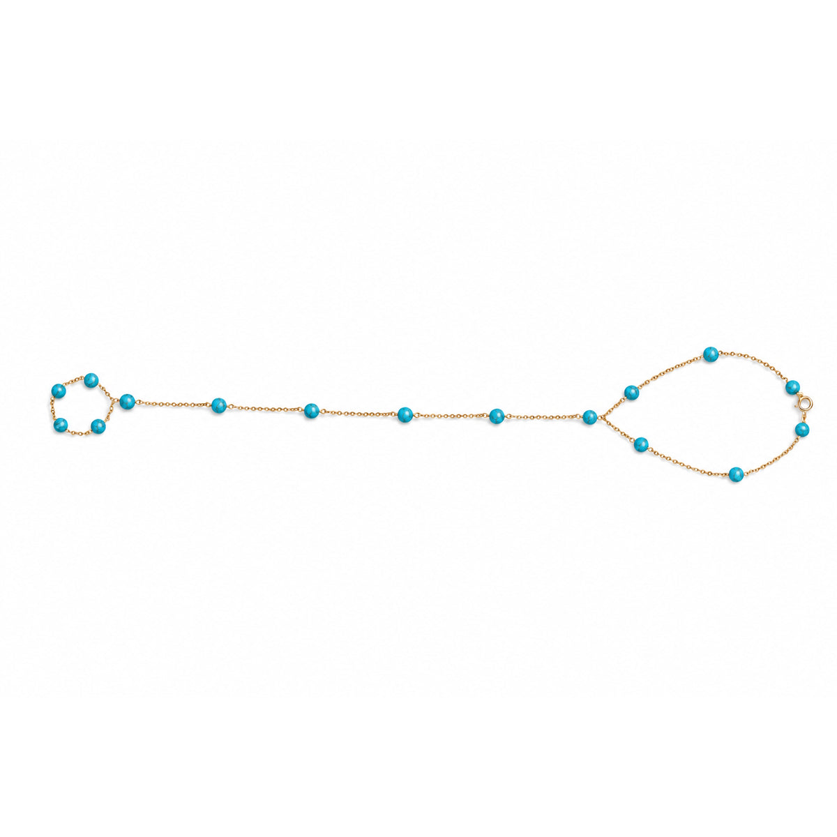 14k Hand Chain Gemstone Ring Bracelet