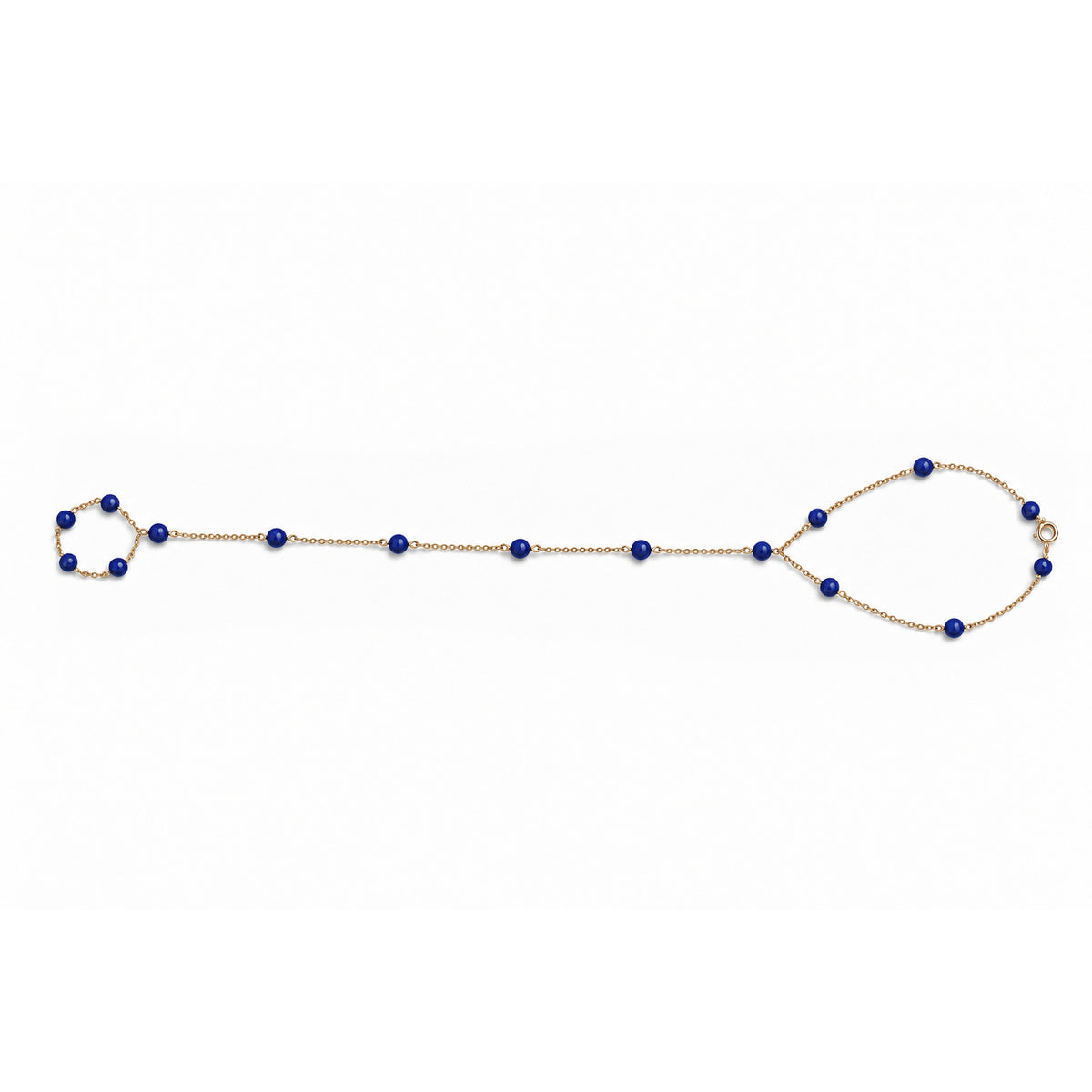14k Hand Chain Gemstone Ring Bracelet