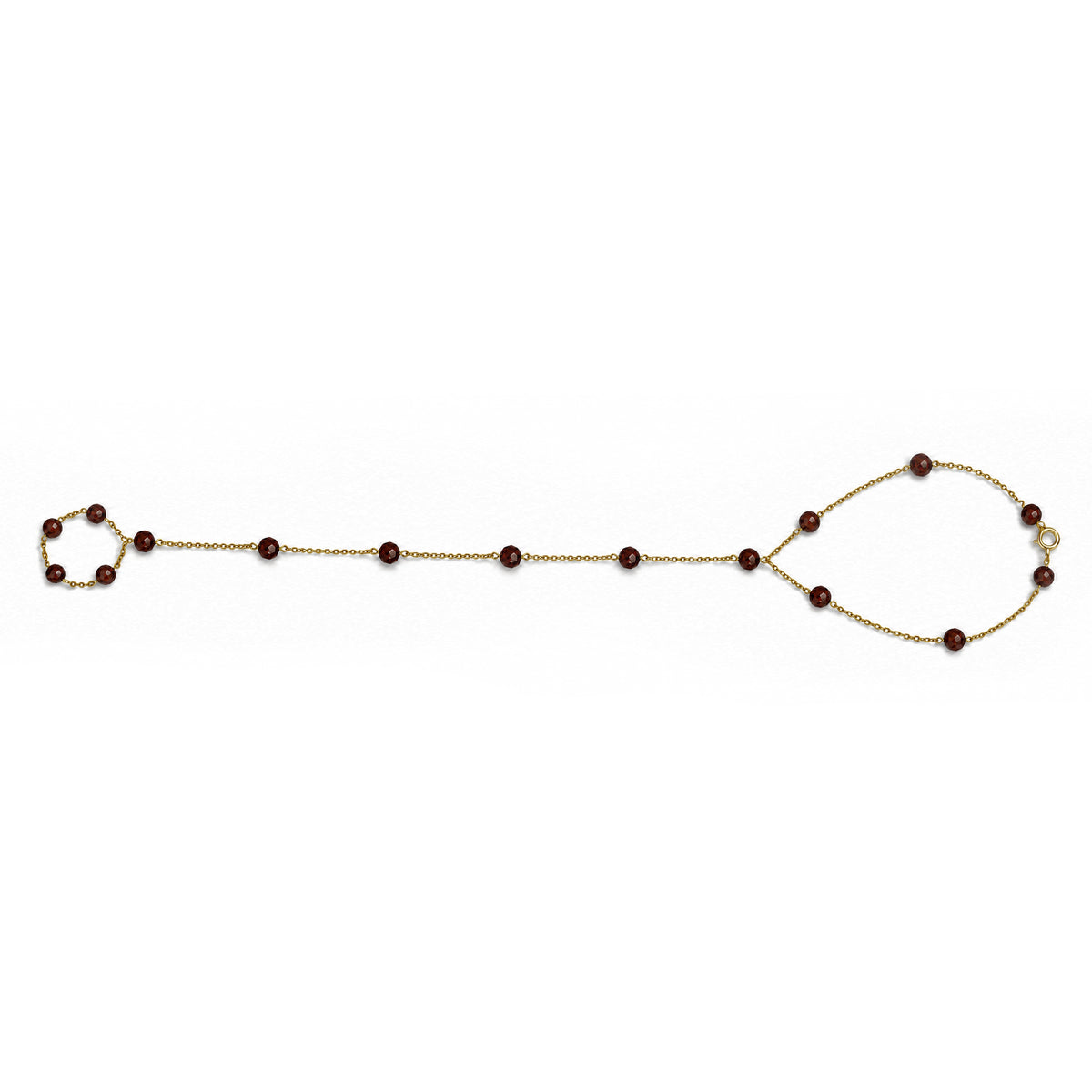 14k Hand Chain Gemstone Ring Bracelet