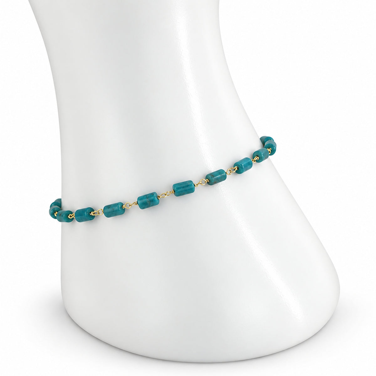 14k Turquoise Tube Link Bracelet