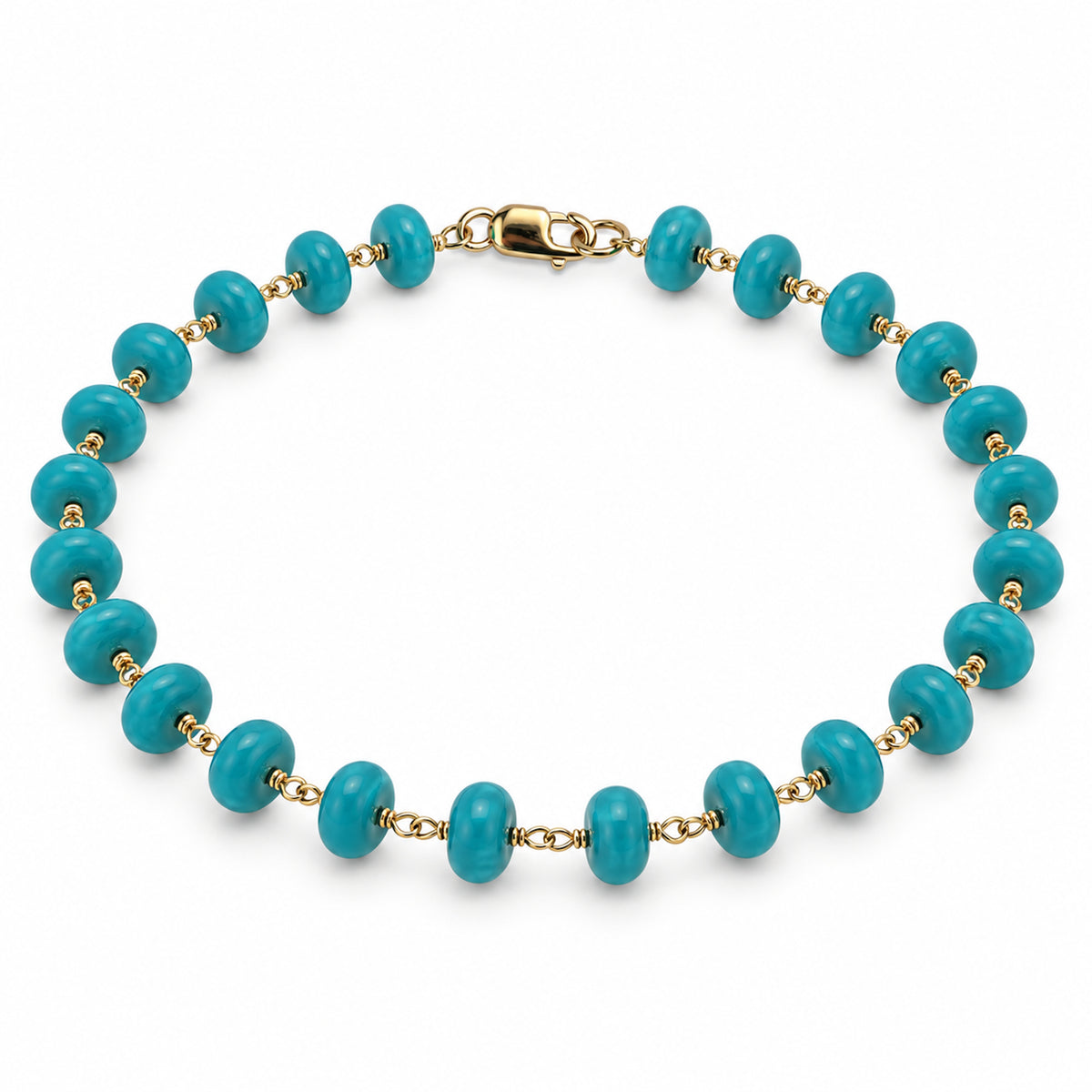 14k Turquoise Roundel Link Bracelet