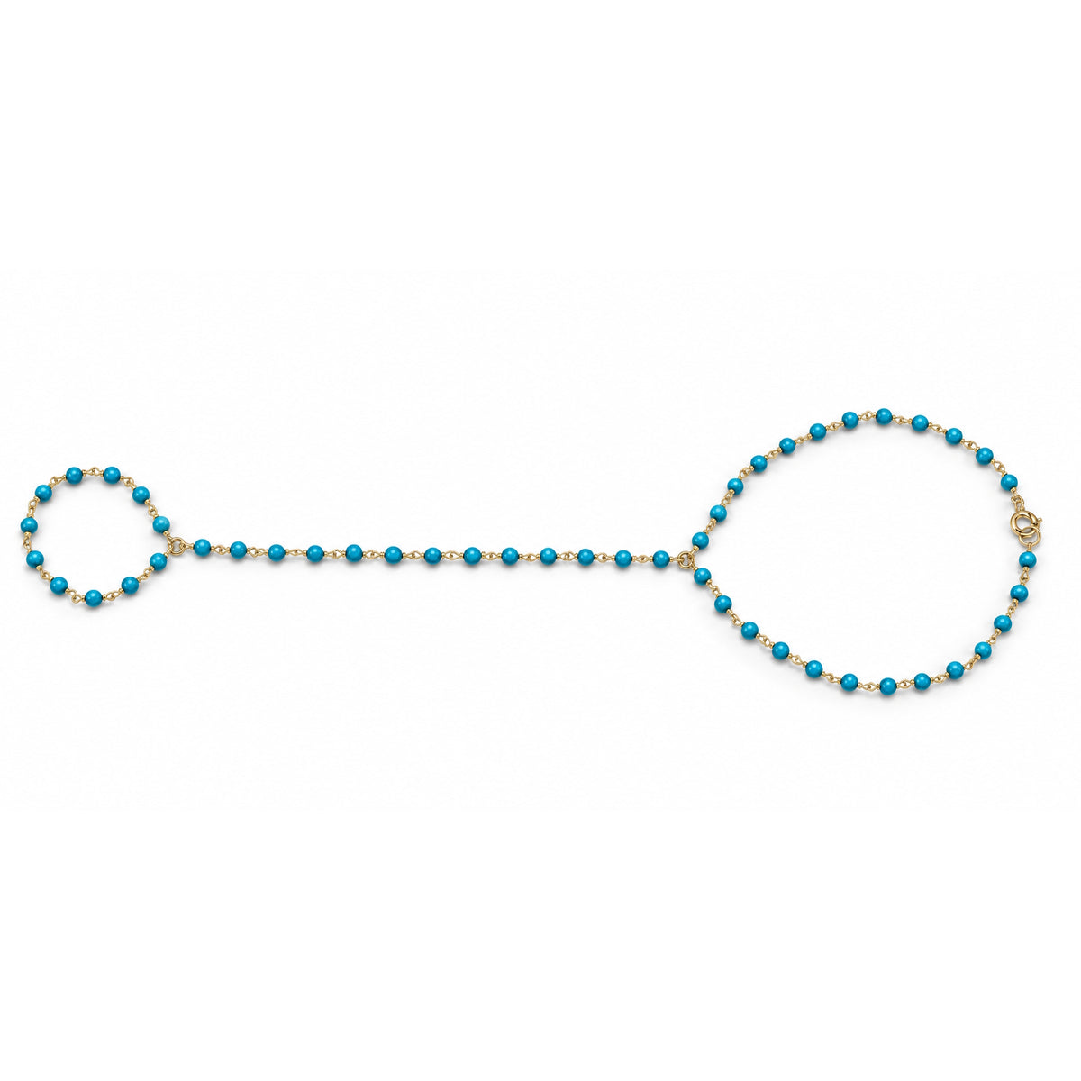 14k Hand Chain Gemstone Ring Bracelet
