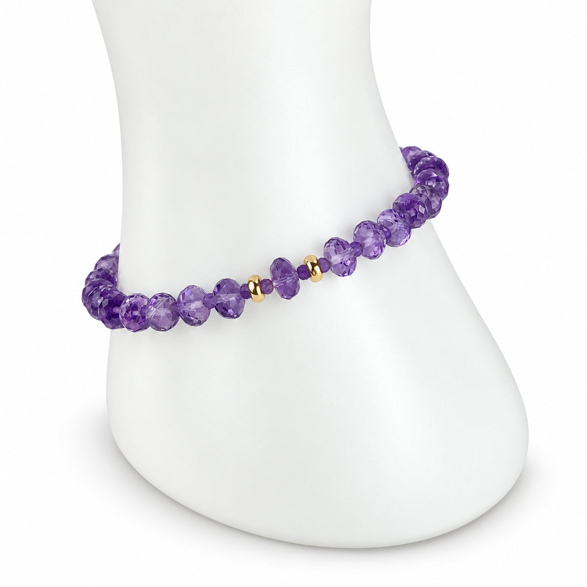 14k Amethyst 1x1 Gold Roundel Center Bracelet