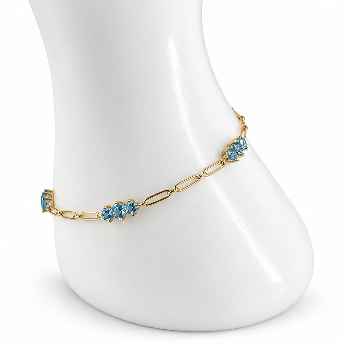 14k Lab Grown Gemstone Prong Set 5 Station Bracelet