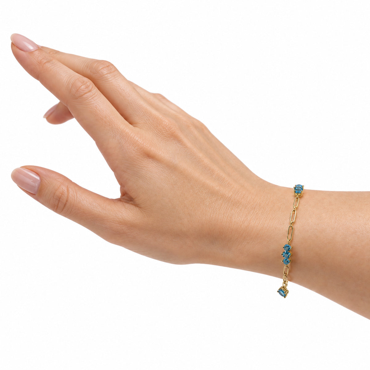 14k Lab Grown Gemstone Prong Set 5 Station Bracelet