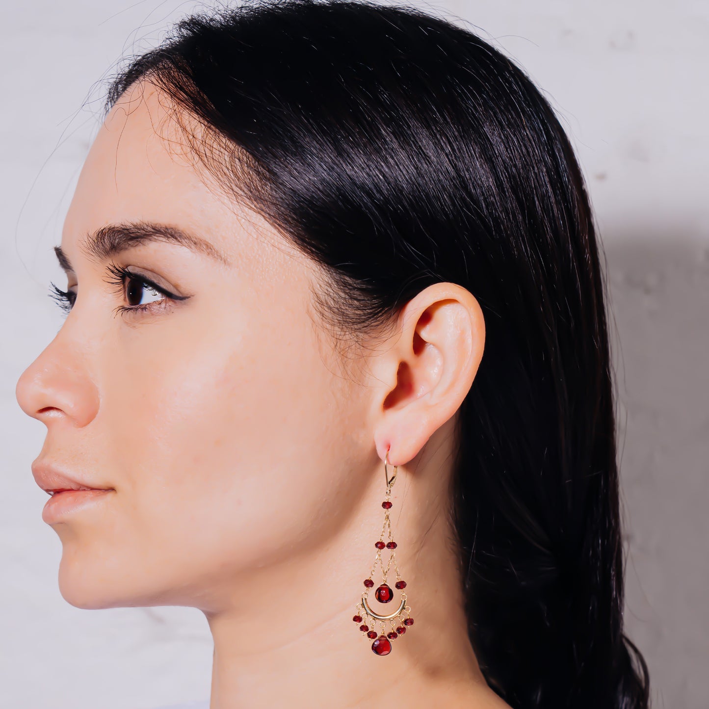 14k Multi Garnet Chandelier Leverback Earring