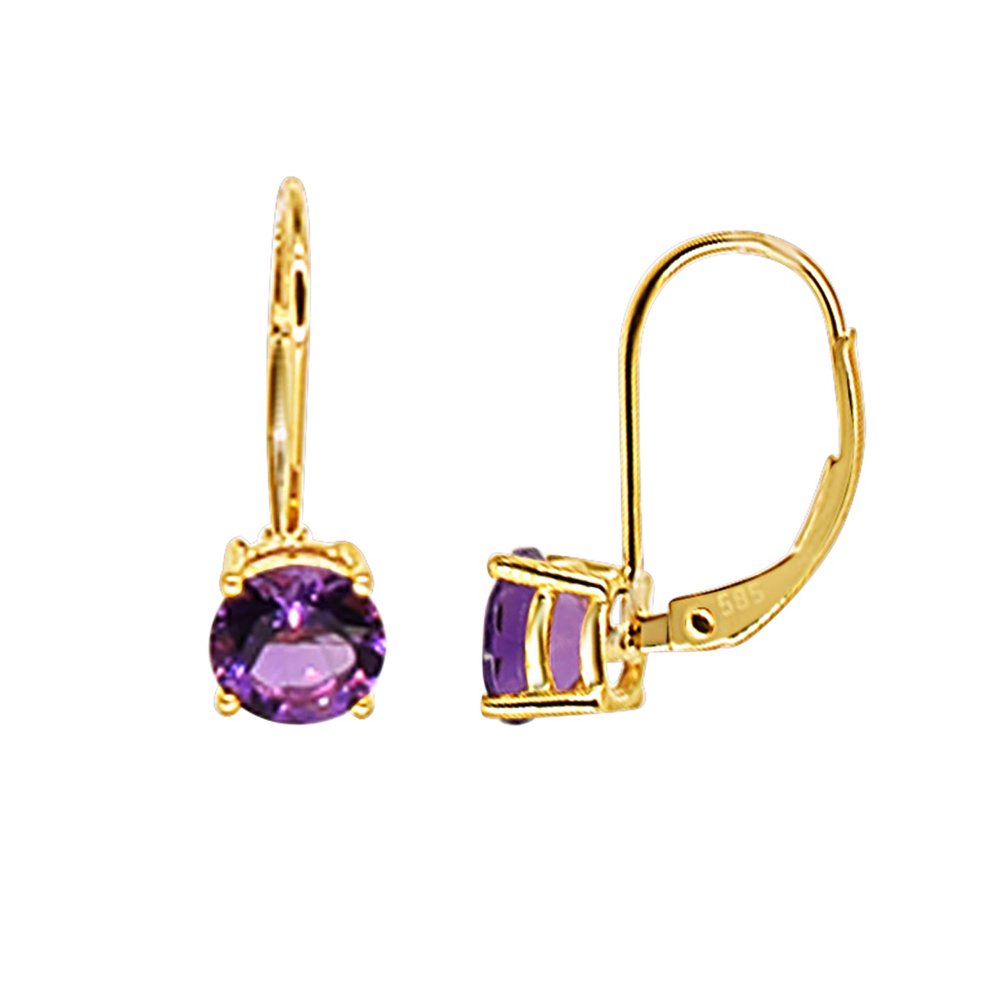 14k Amethyst Leverback Earring