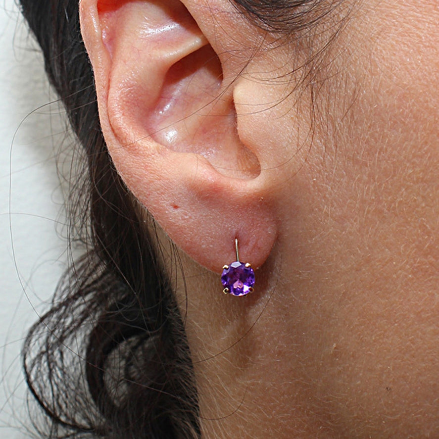 14k Amethyst Leverback Earring