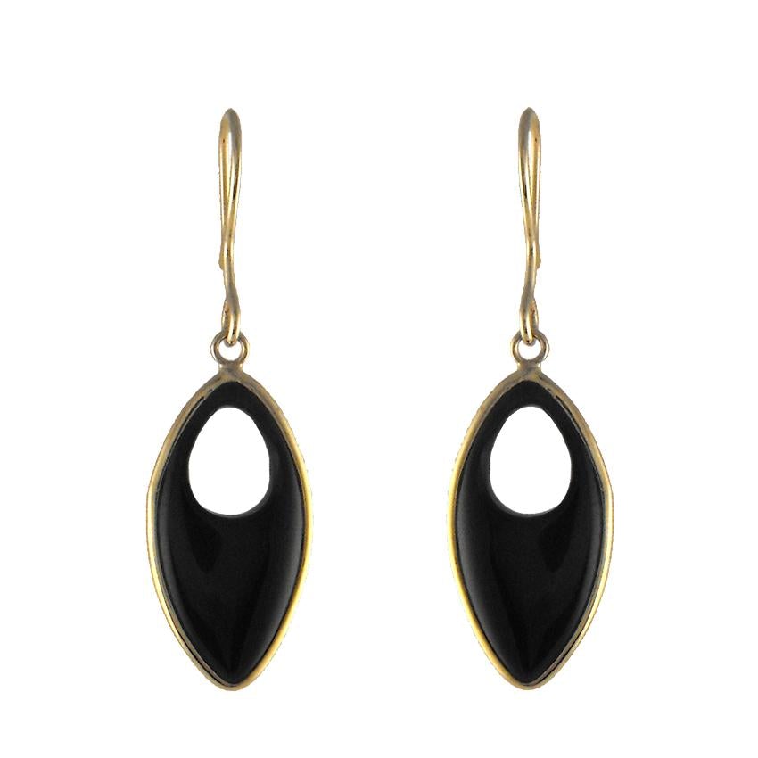14k Black Onyx Open Marquis Earring freeshipping - Jewelmak Shop