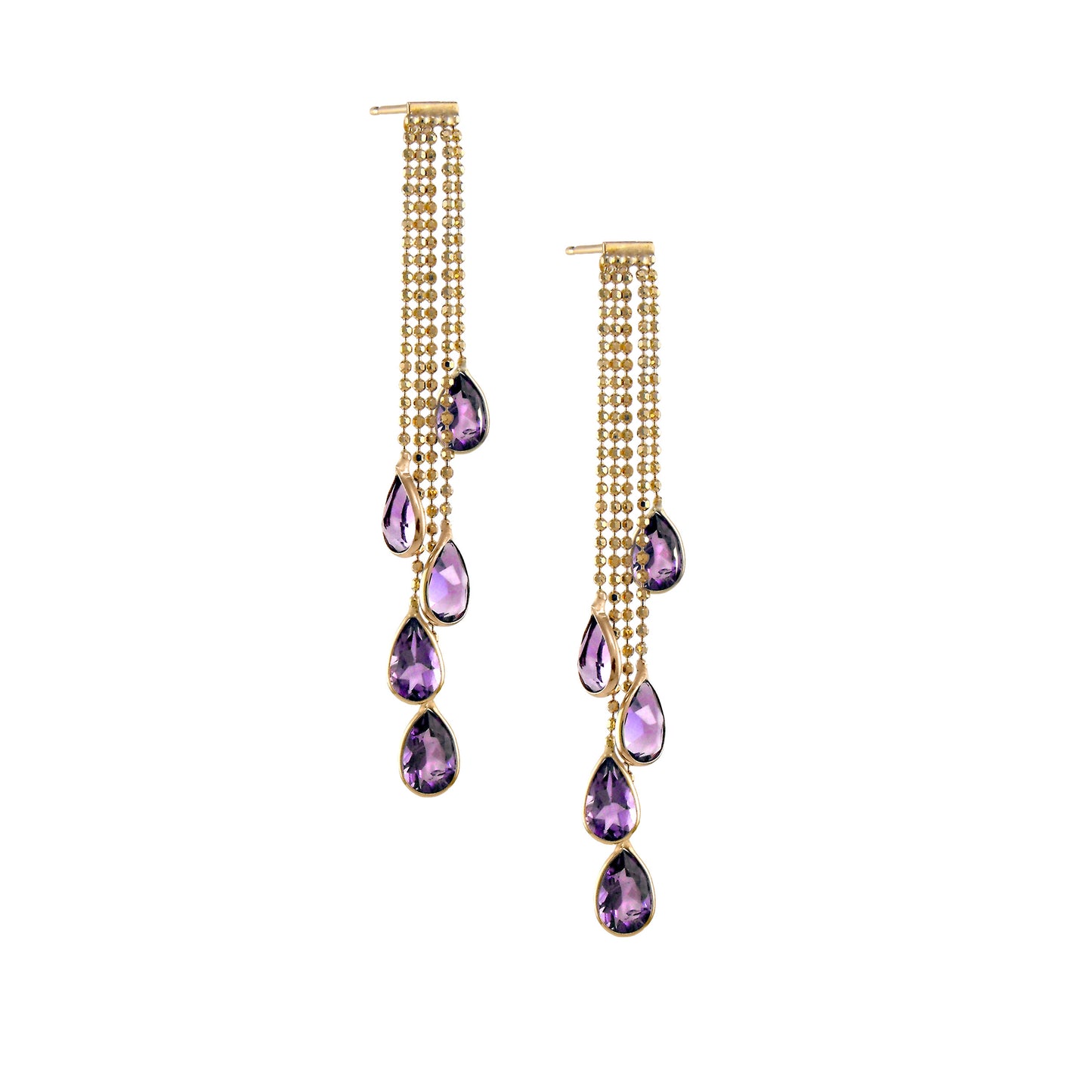 14k Amethyst Pear Shape Drops Earring