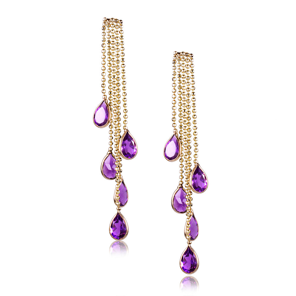 14k Amethyst Pear Shape Drops Earring
