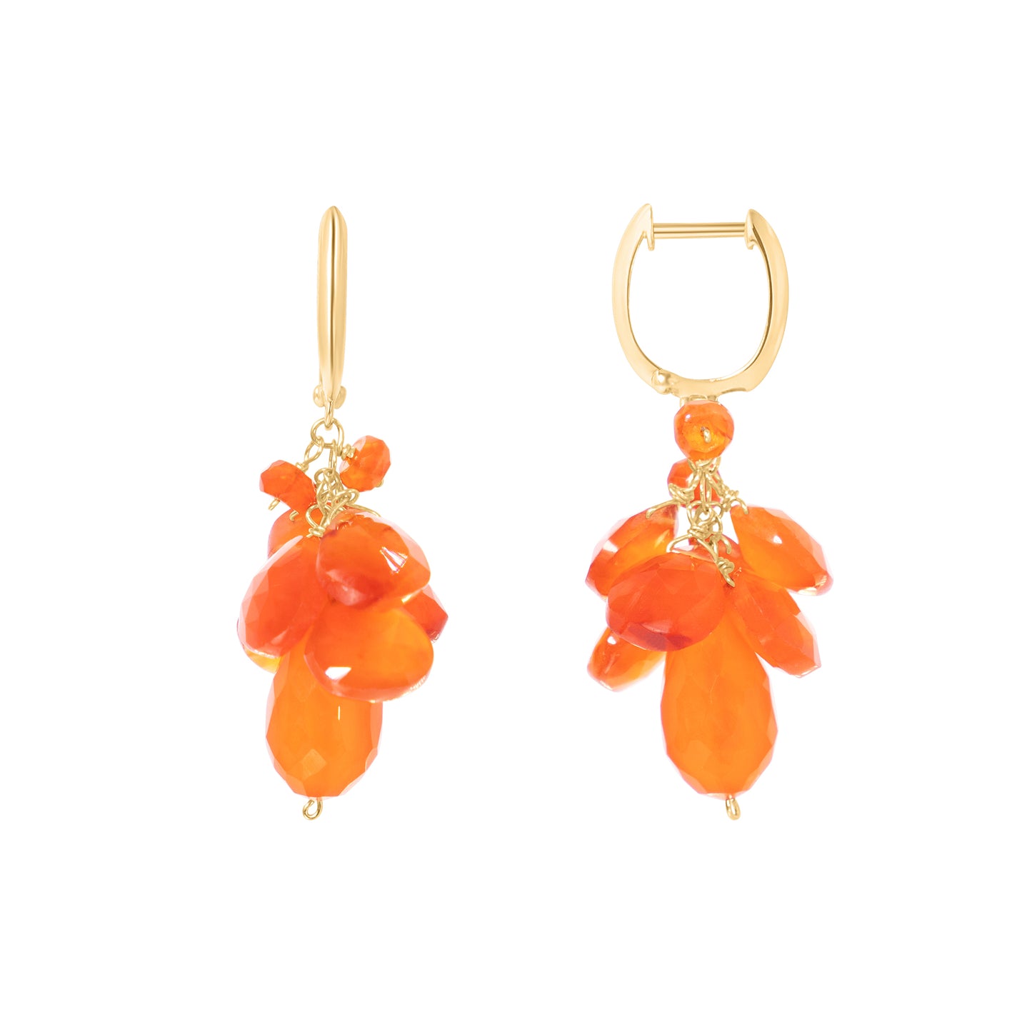14k Carnelian Huggie Hoop Drop Earrings