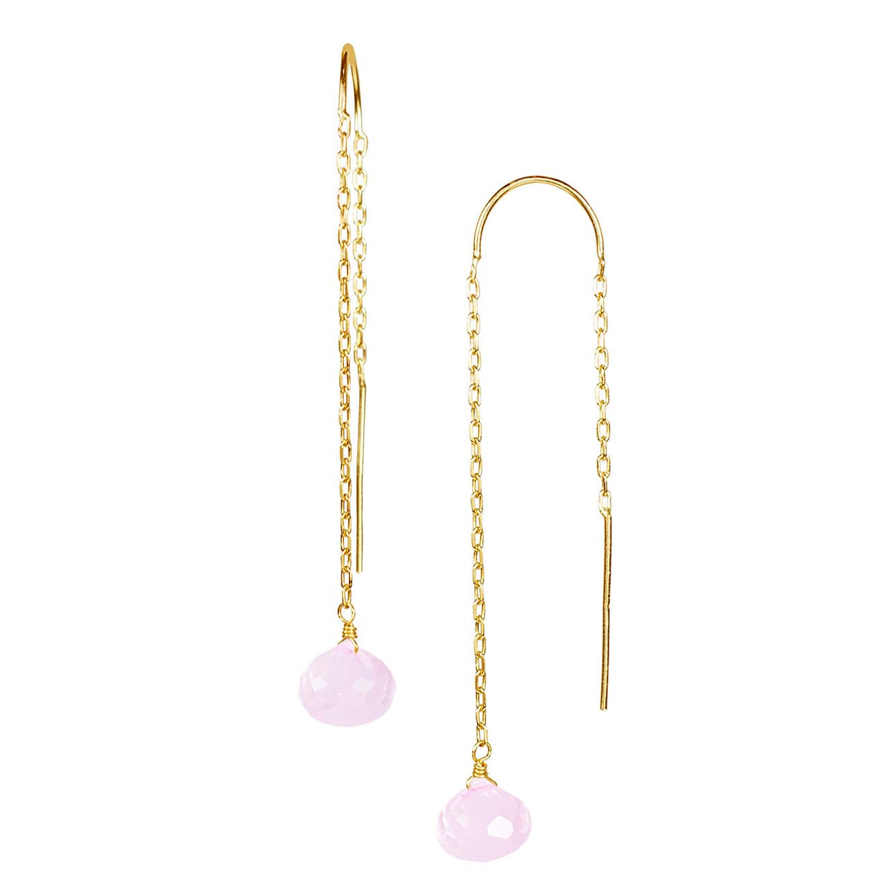 14k Gemstone Threader Earring Rose Quartz