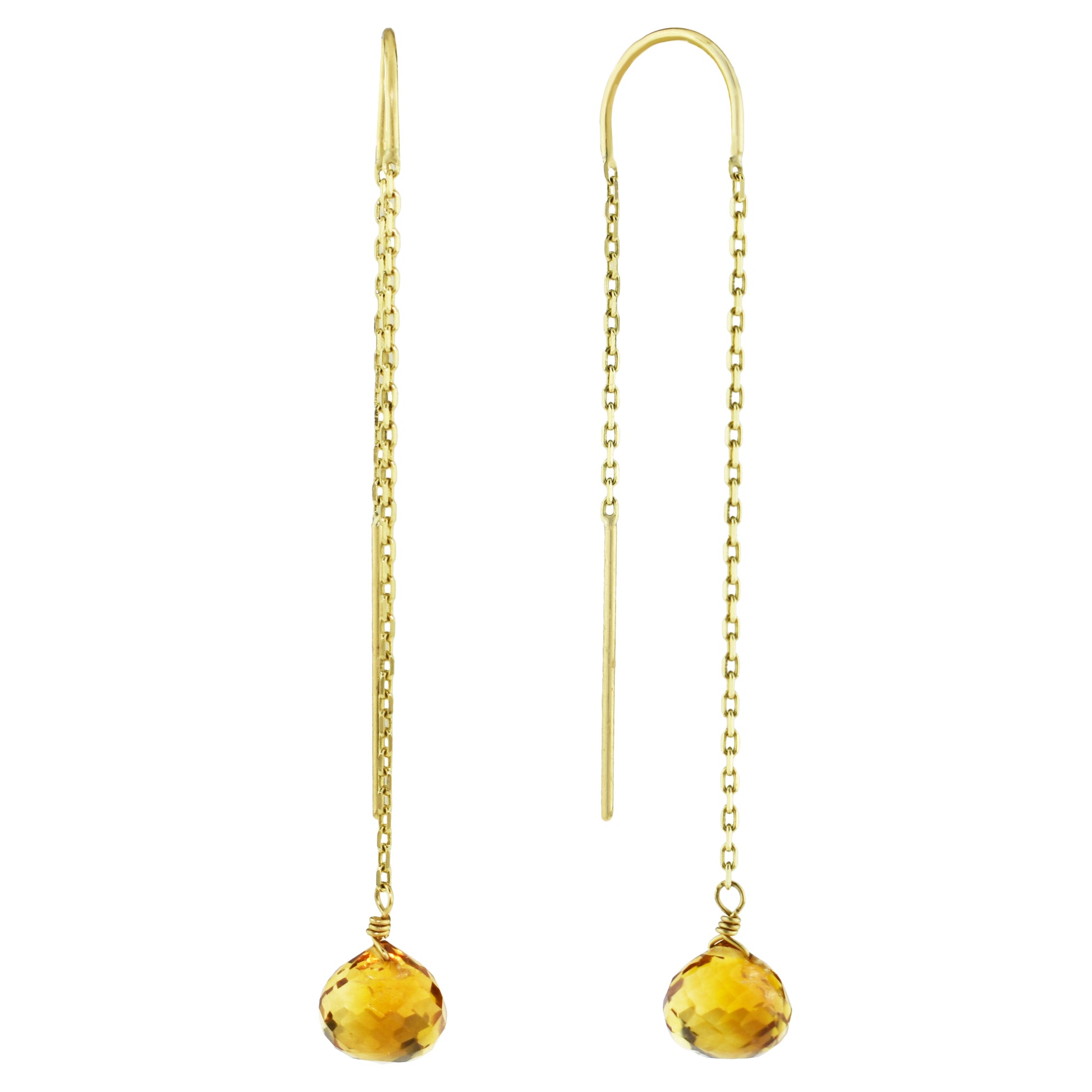 14k Gemstone Threader Earring Citrine