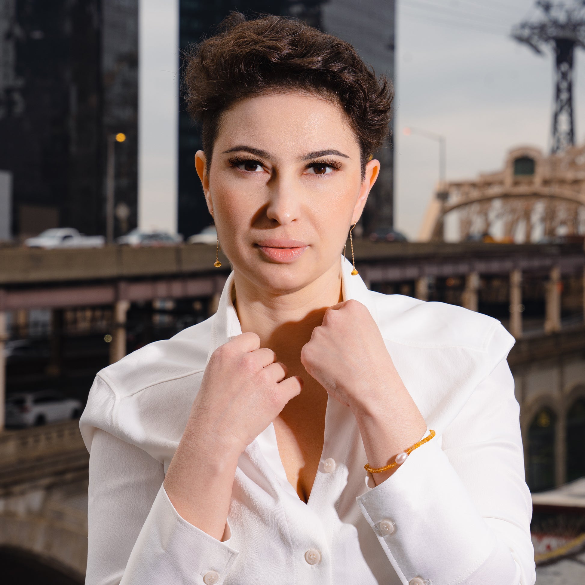 14k Gemstone Threader Earring Citrine