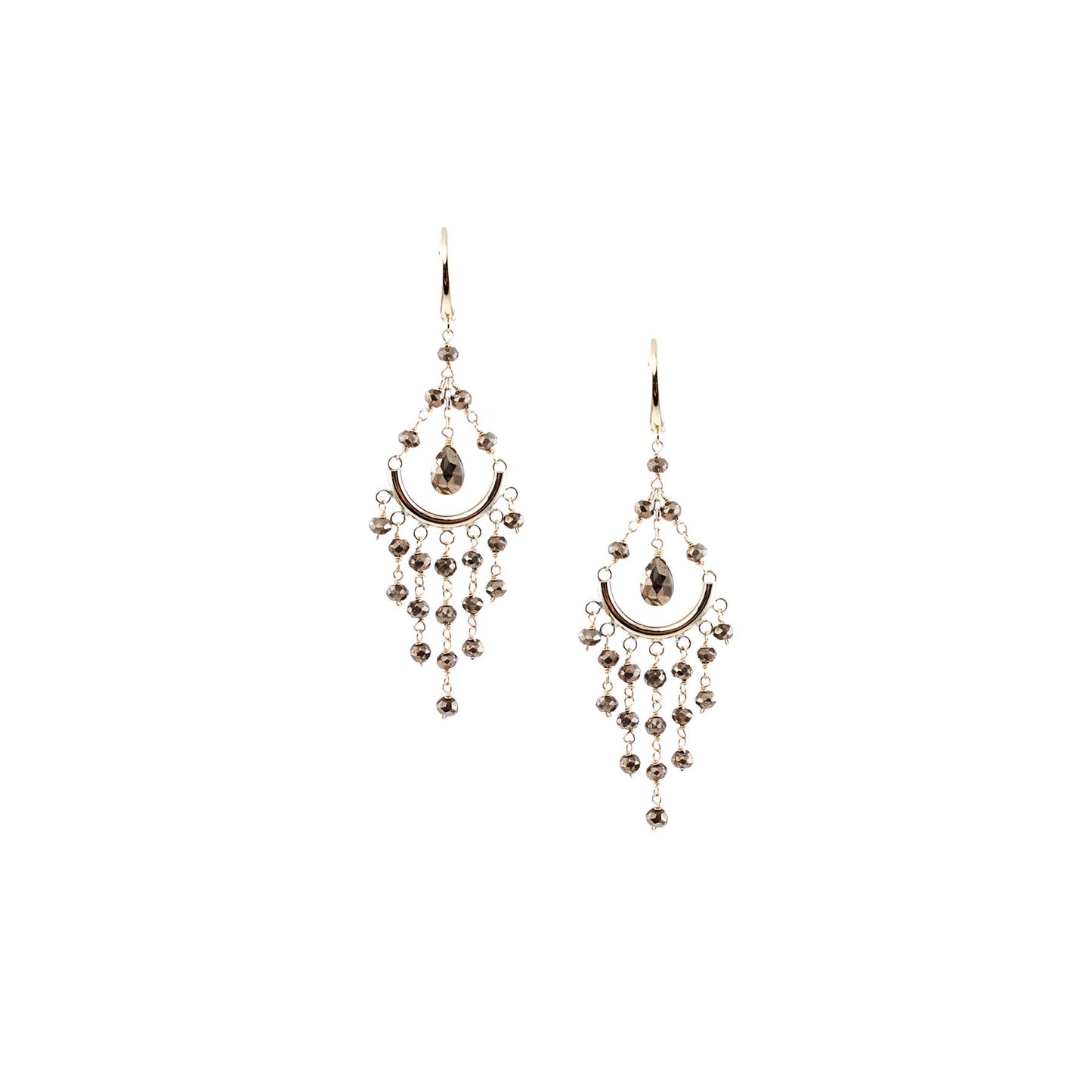 14k Chrome Diopside or Pyrite Chandelier Leverback Earrings Pyrite