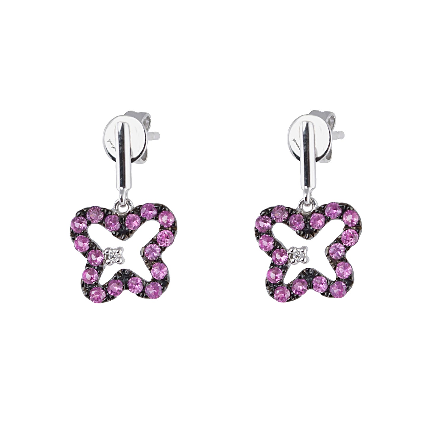 14k White Pink Sapphire Butterfly Earring