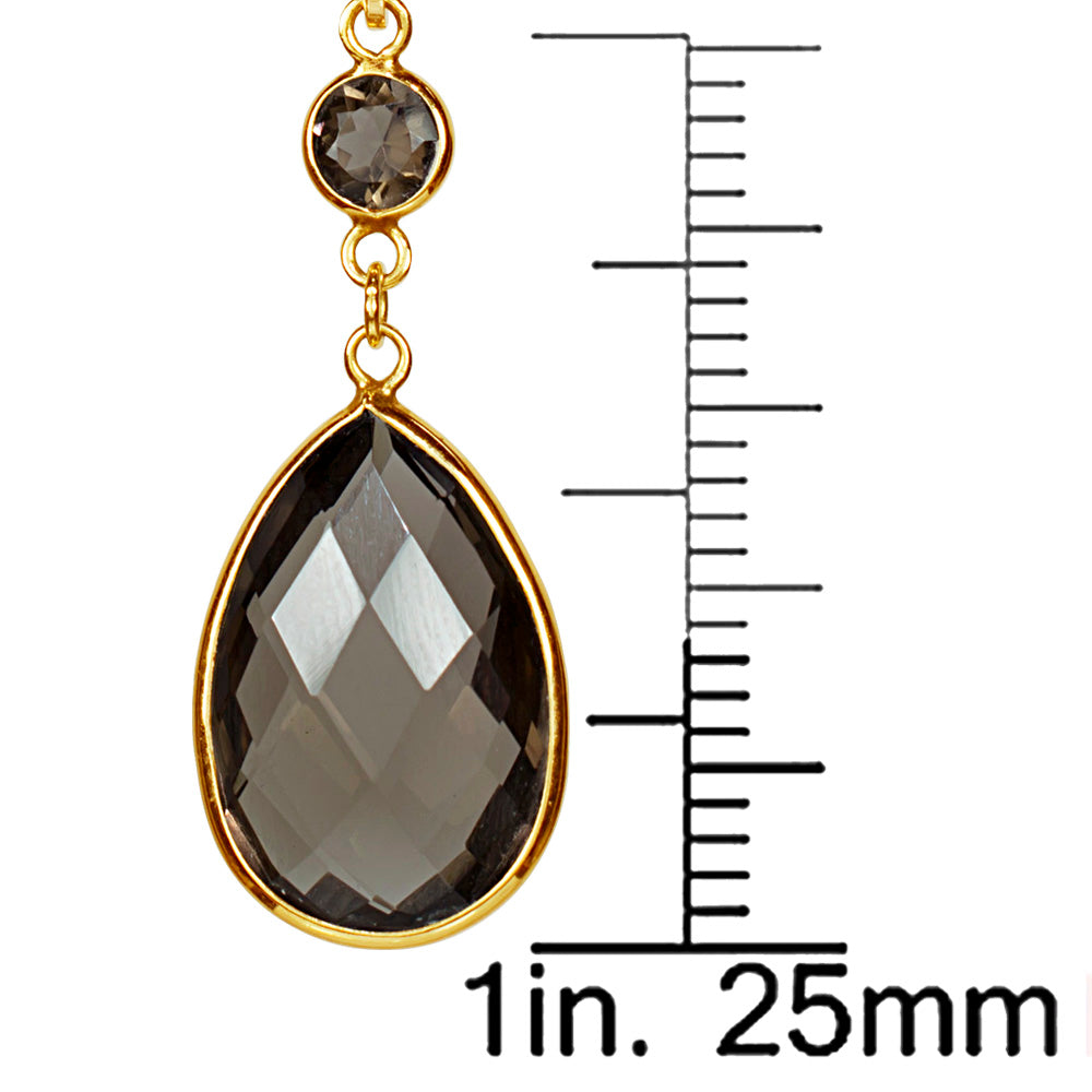 14k Smoky Quartz PS Pear Bezel Leverback Earring