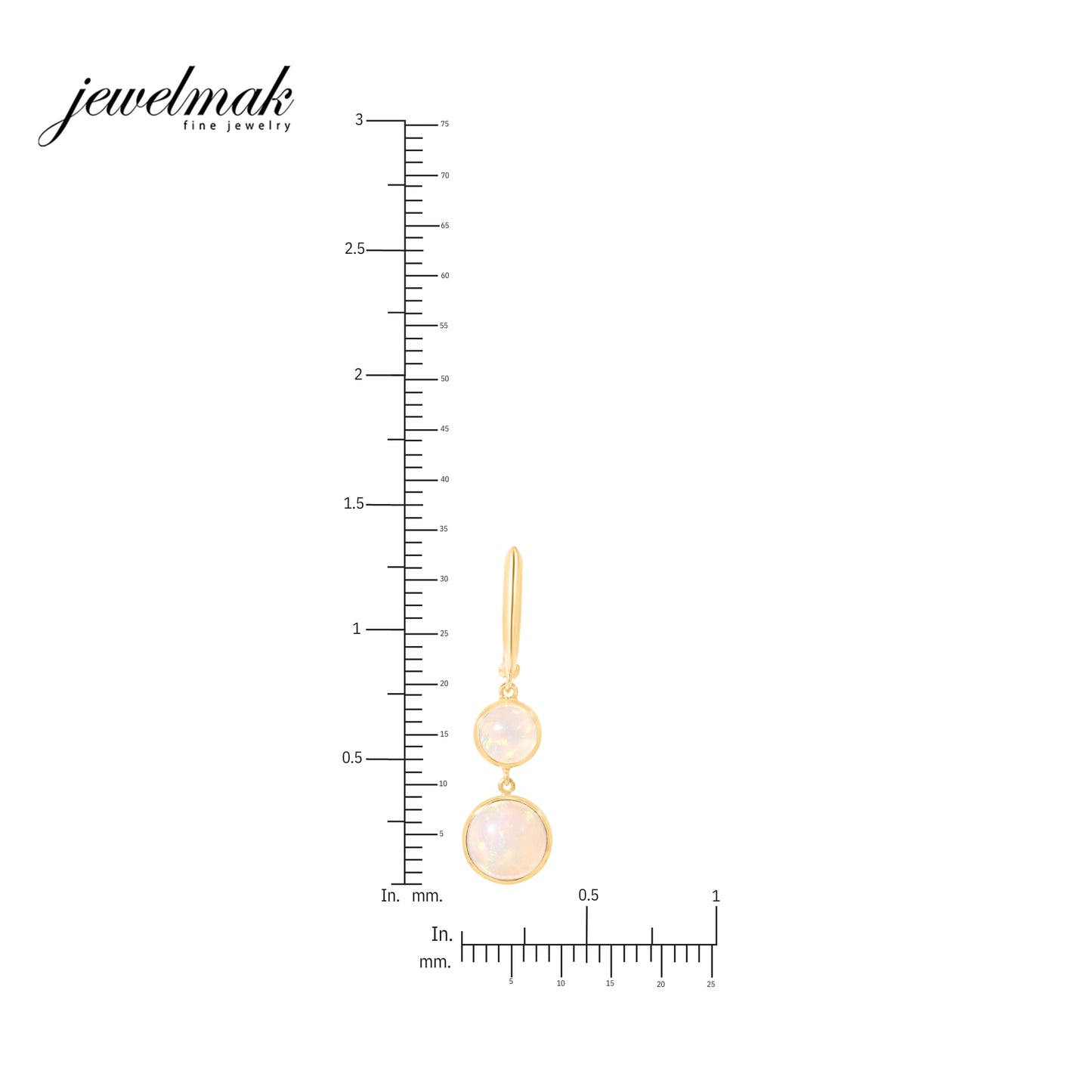14k Opal Round Bezel Huggie Hoop Earring