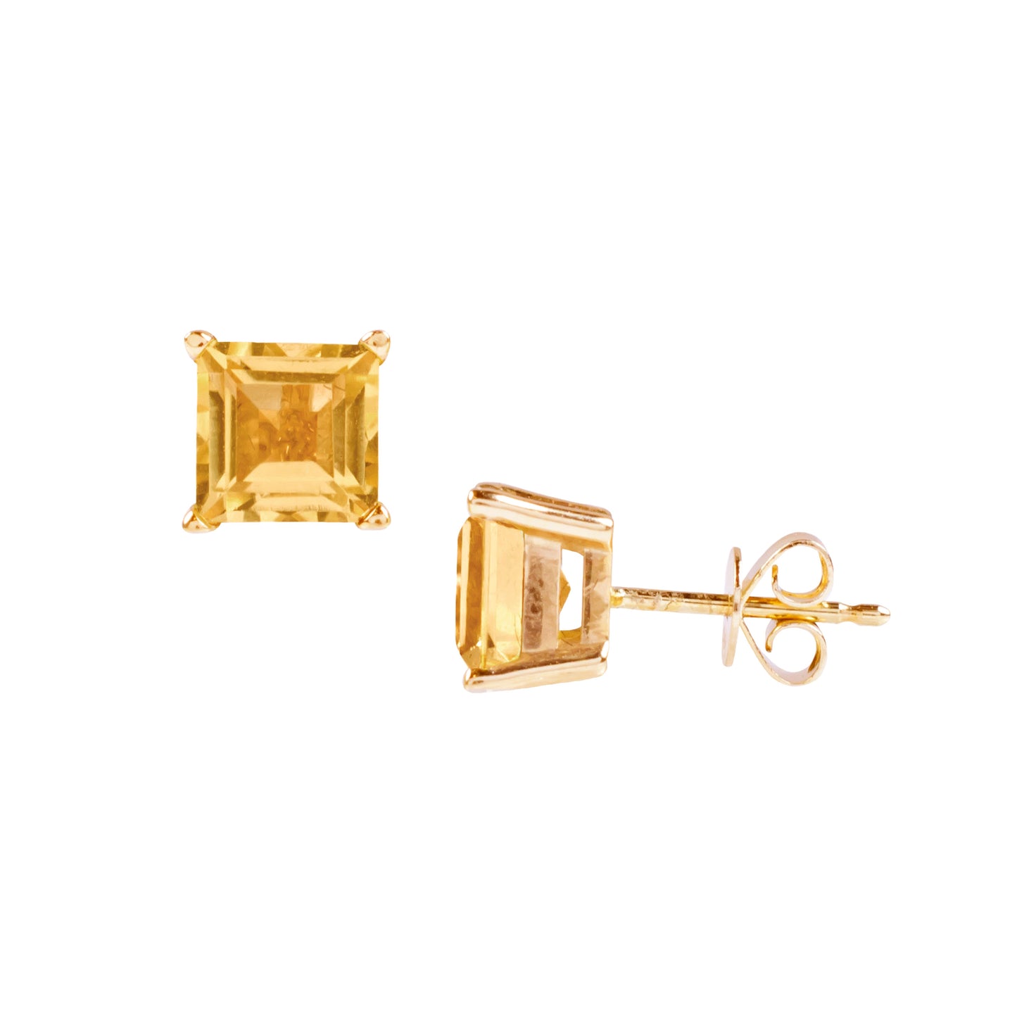 14k Citrine Square Stud Earring