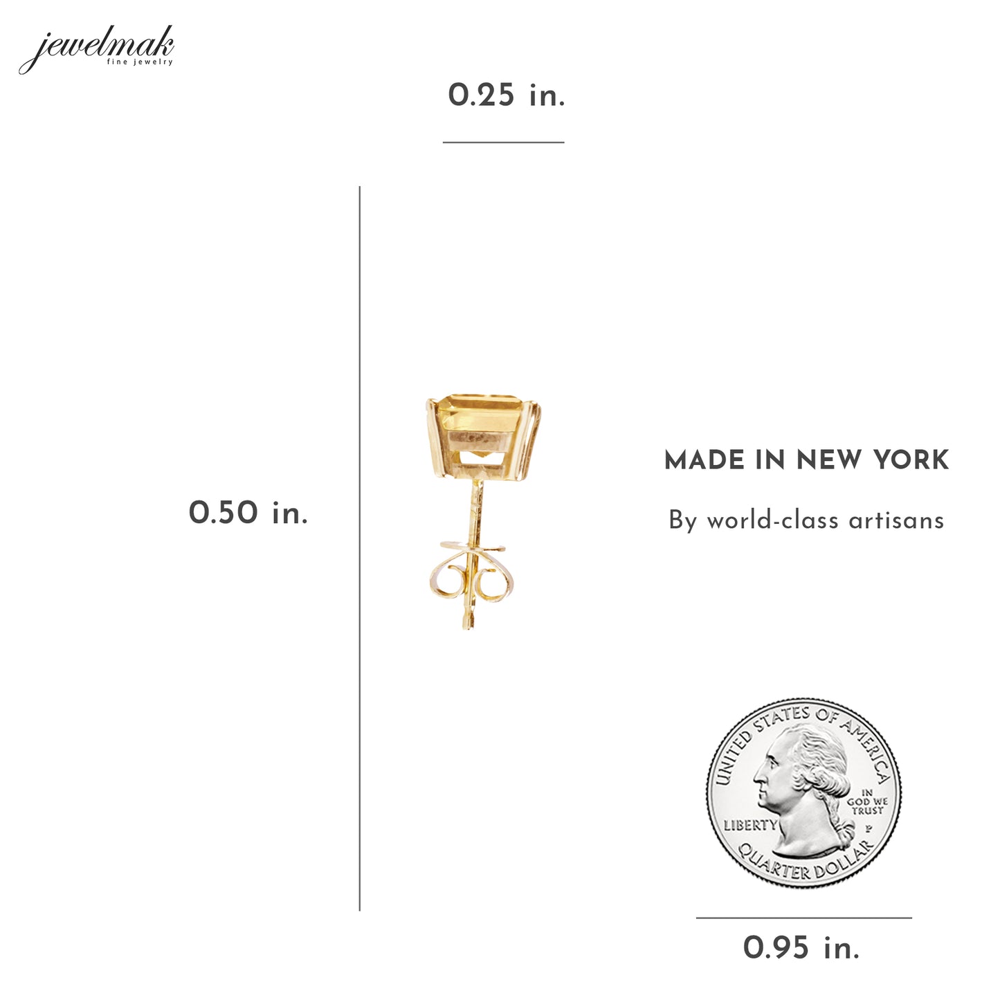 14k Citrine Square Stud Earring