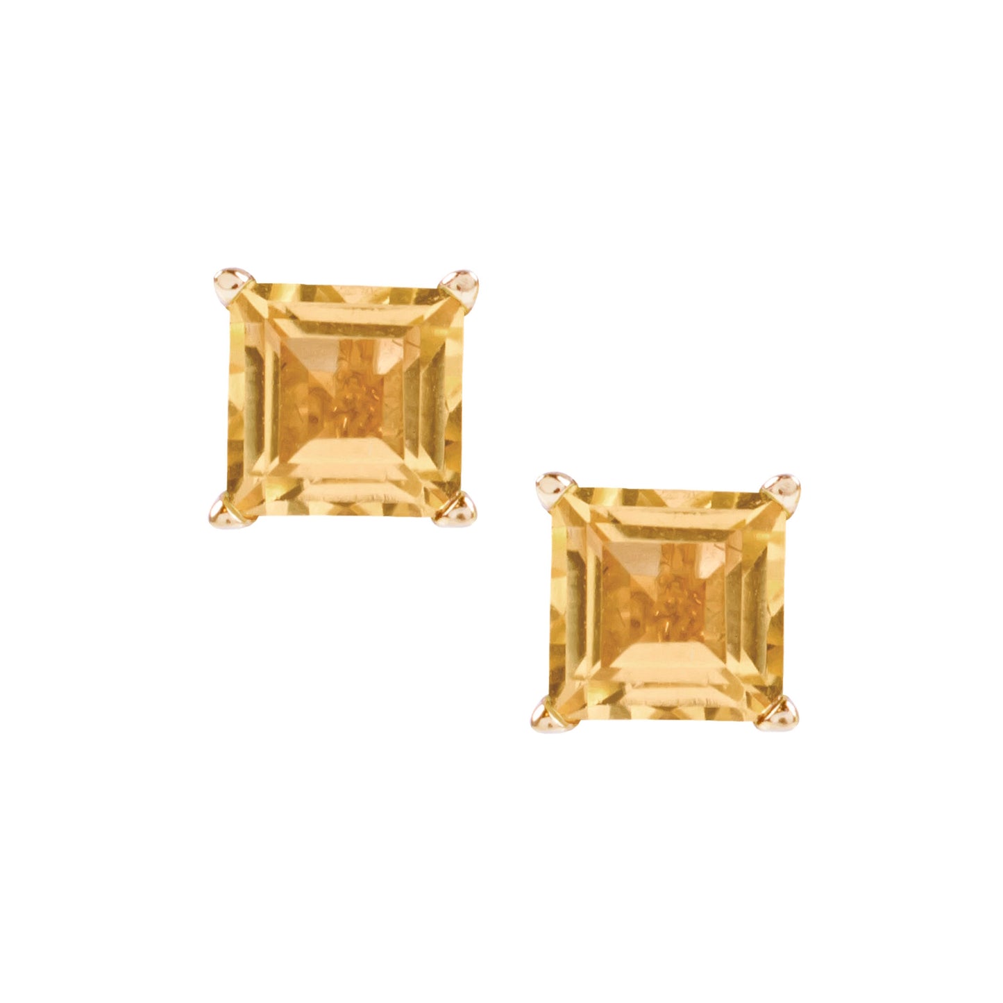 14k Citrine Square Stud Earring