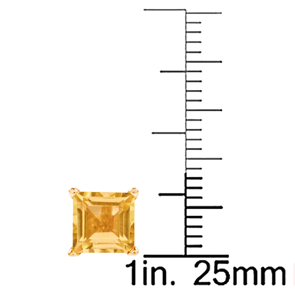 14k Citrine Square Stud Earring