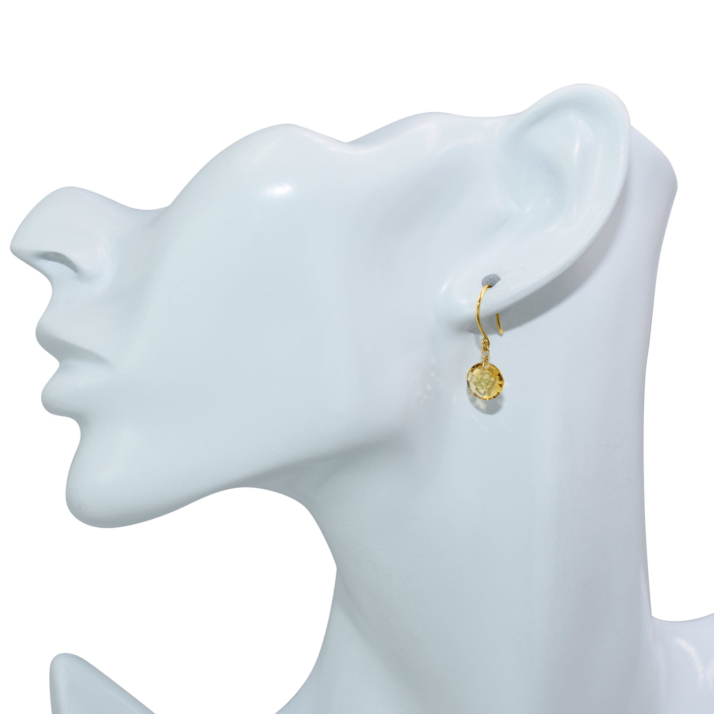 14k Citrine Coin Hook Earring