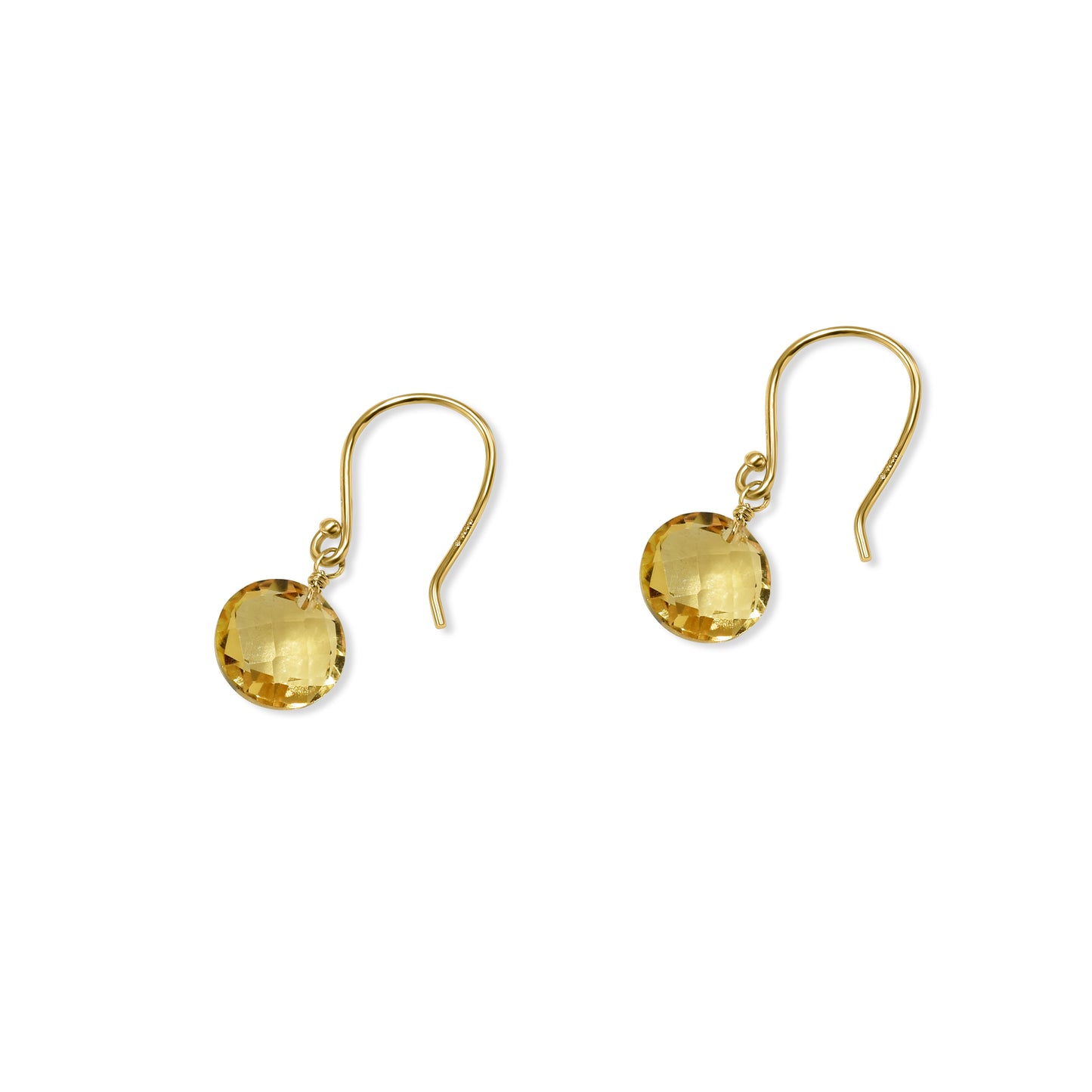 14k Citrine Coin Hook Earring