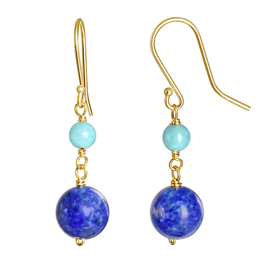 14k Amazonite Lapis Hook Earring