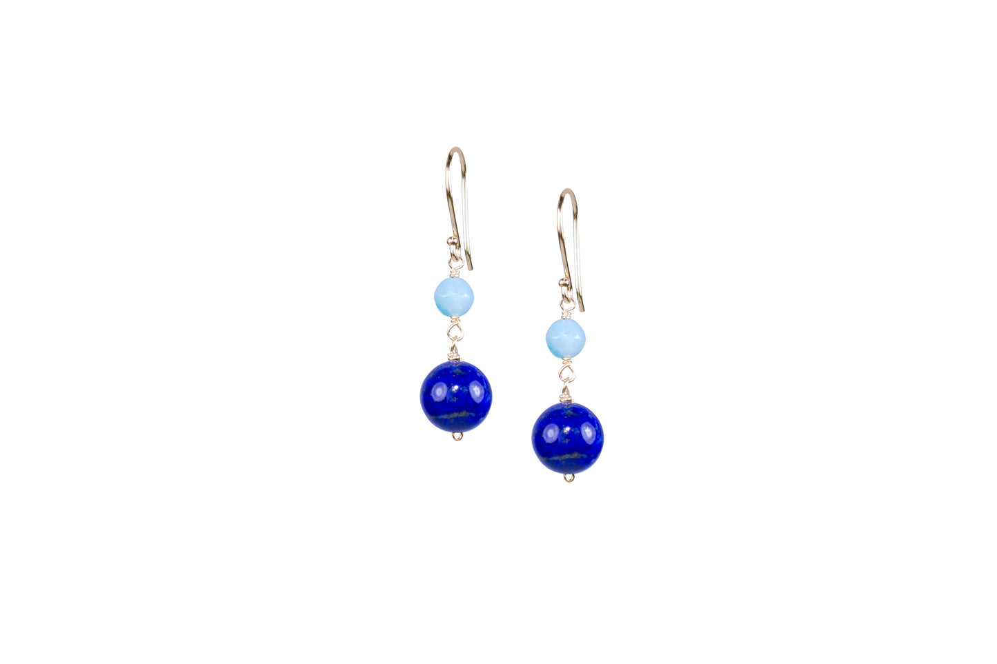 14k Amazonite Lapis Hook Earring