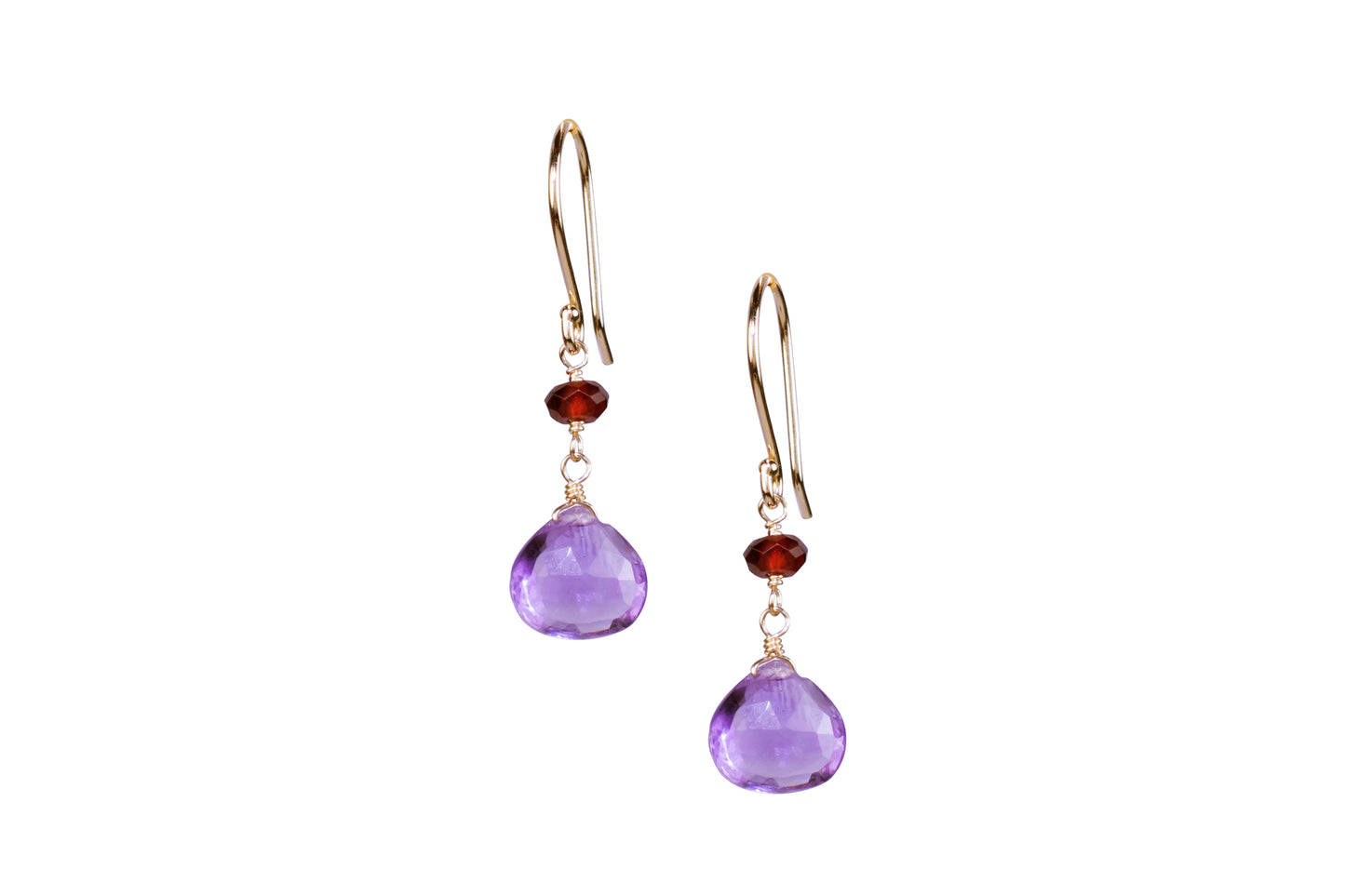 14k Amethyst Garnet Hook Earring
