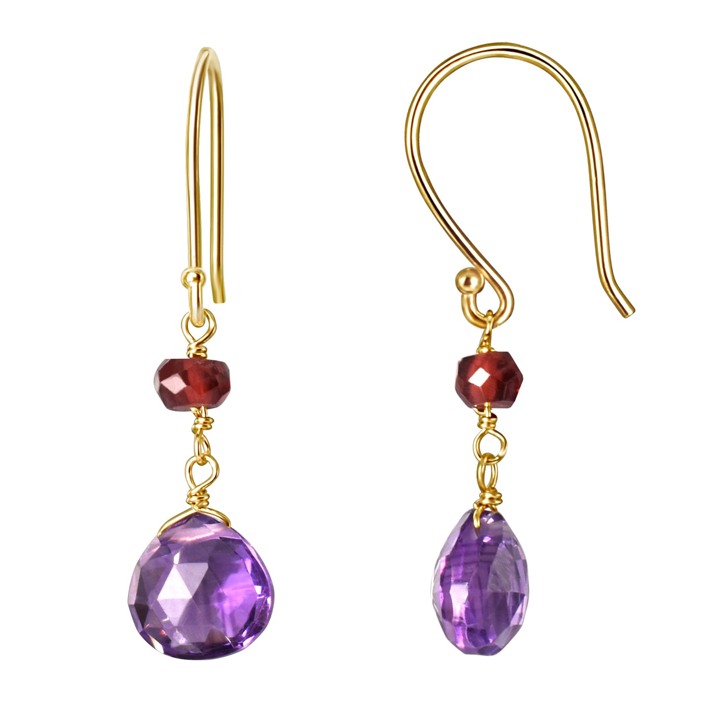 14k Amethyst Garnet Hook Earring