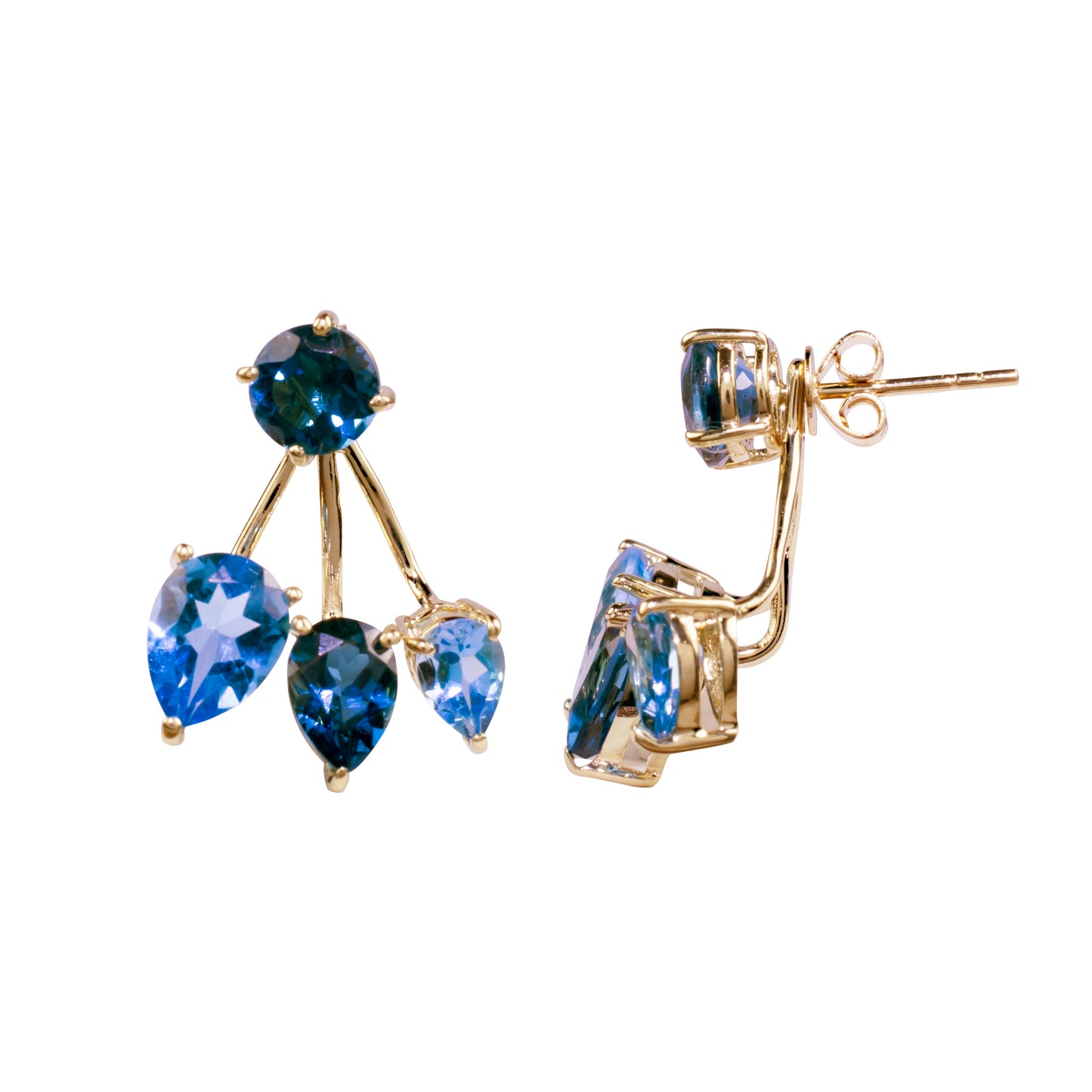 14k Amethyst or Blue Topaz Front Back Earring